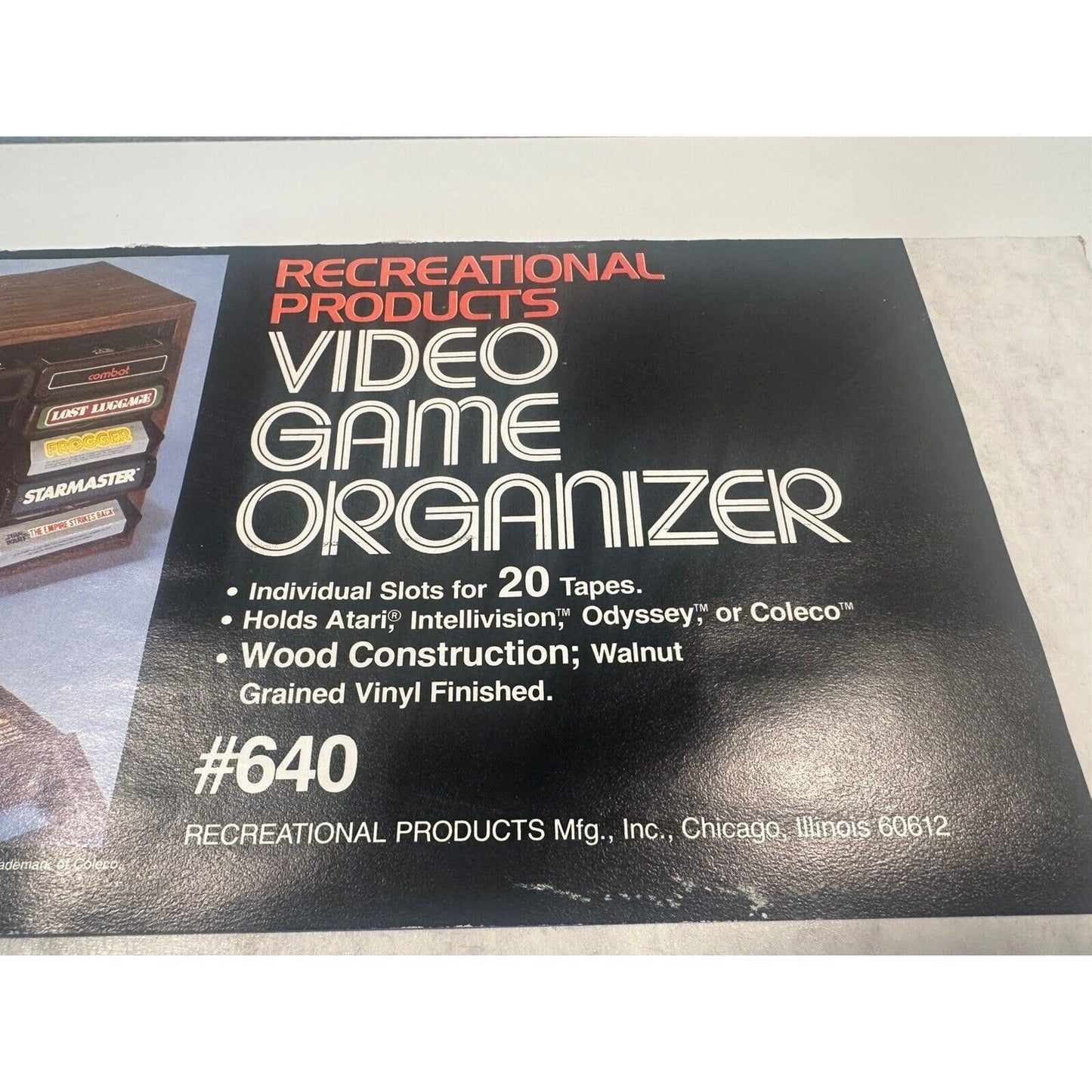 VINTAGE *NEW* 1980's Recreational Products 20-Cartridge Video Game Holder for Atari/Intellivision/Coleco
