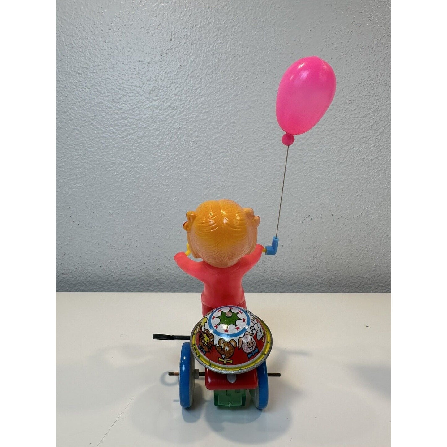 VINTAGE *NEW* 1960's Girl Trycicle Wind-up Toy w/Balloon