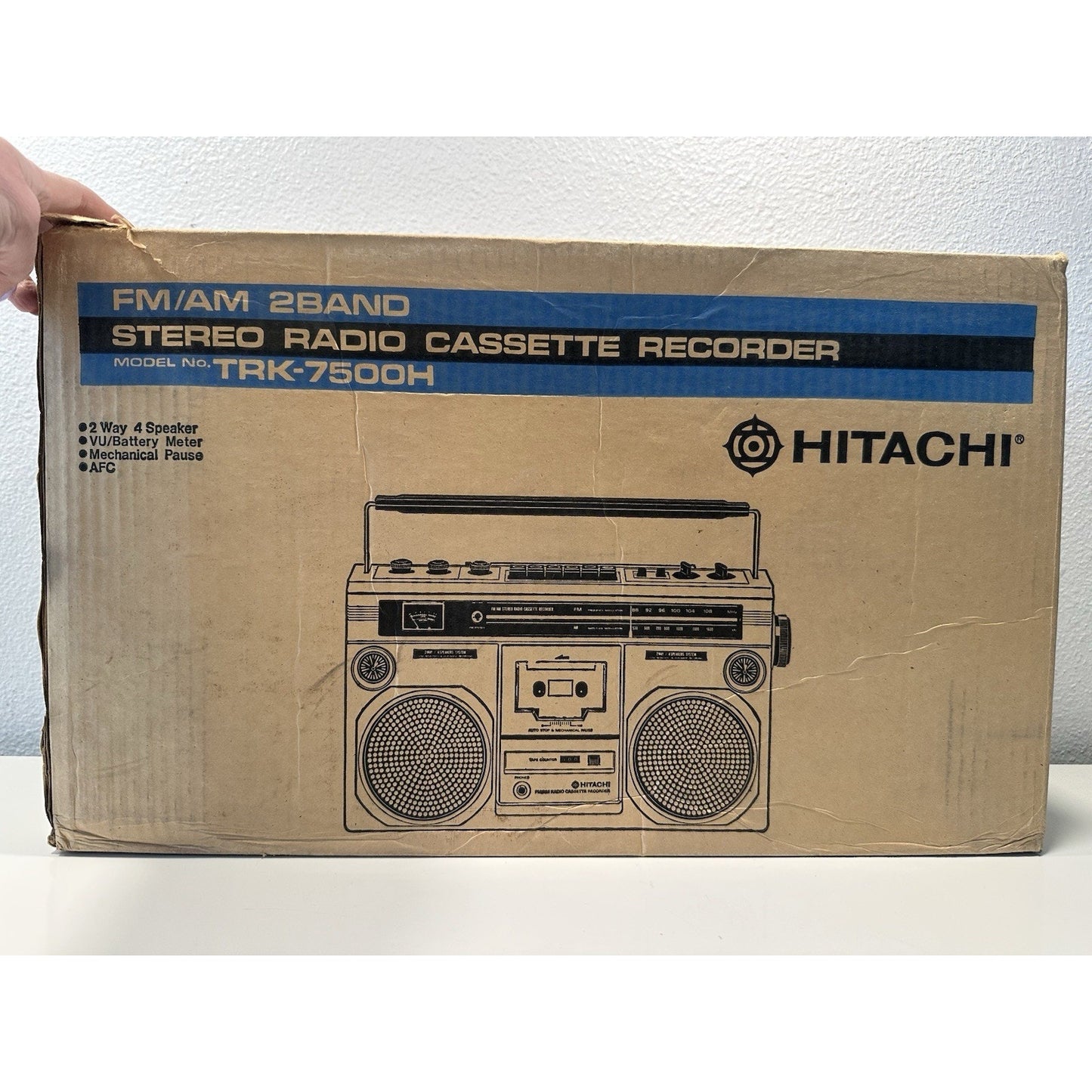 VINTAGE *NEW* 80's Hitachi TRK-7500H Boom Box Radio Cassette Recorder