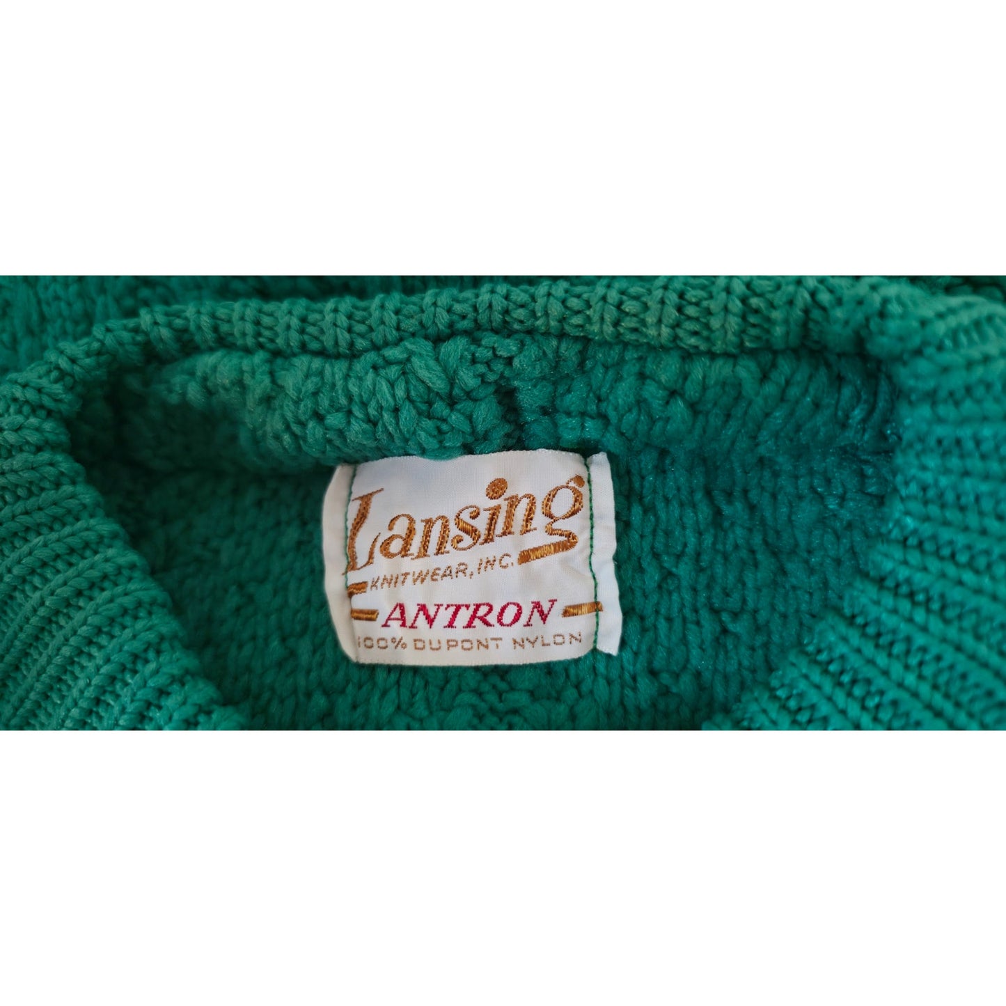 VINTAGE *NEW* 1960's Green Women's Sweater with Buttons 100% Nylon Size 38
