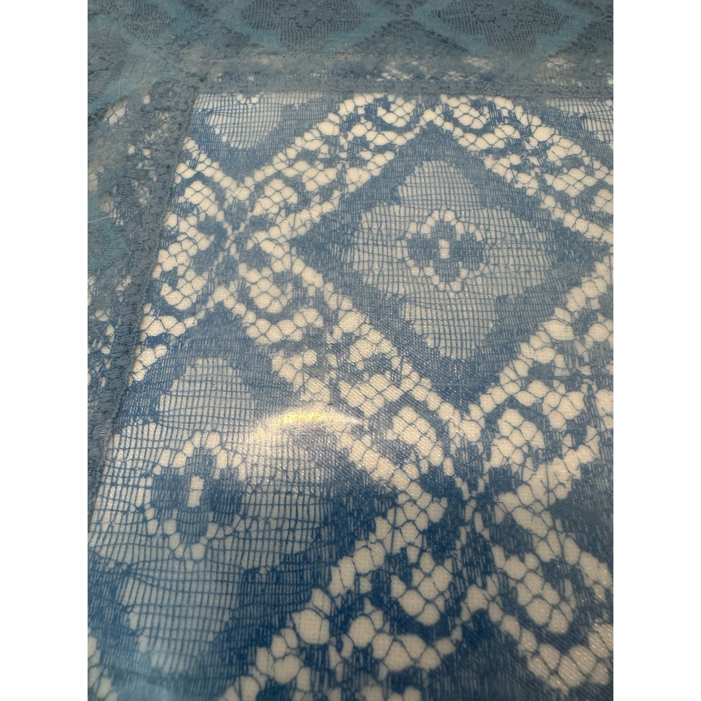 VINTAGE *NEW* 50's Alencon" Tablecloth 52"X70" Scalloped Diamond Lace USA