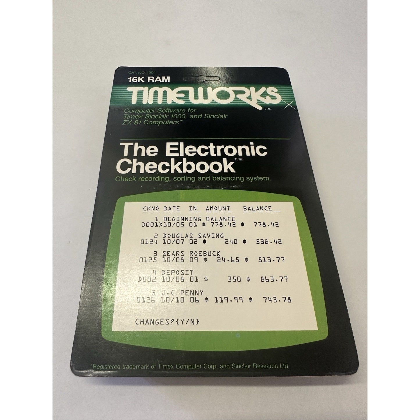 VINTAGE *NEW* Timeworks The Electronic Checkbook - Sinclair 1000 Cassette