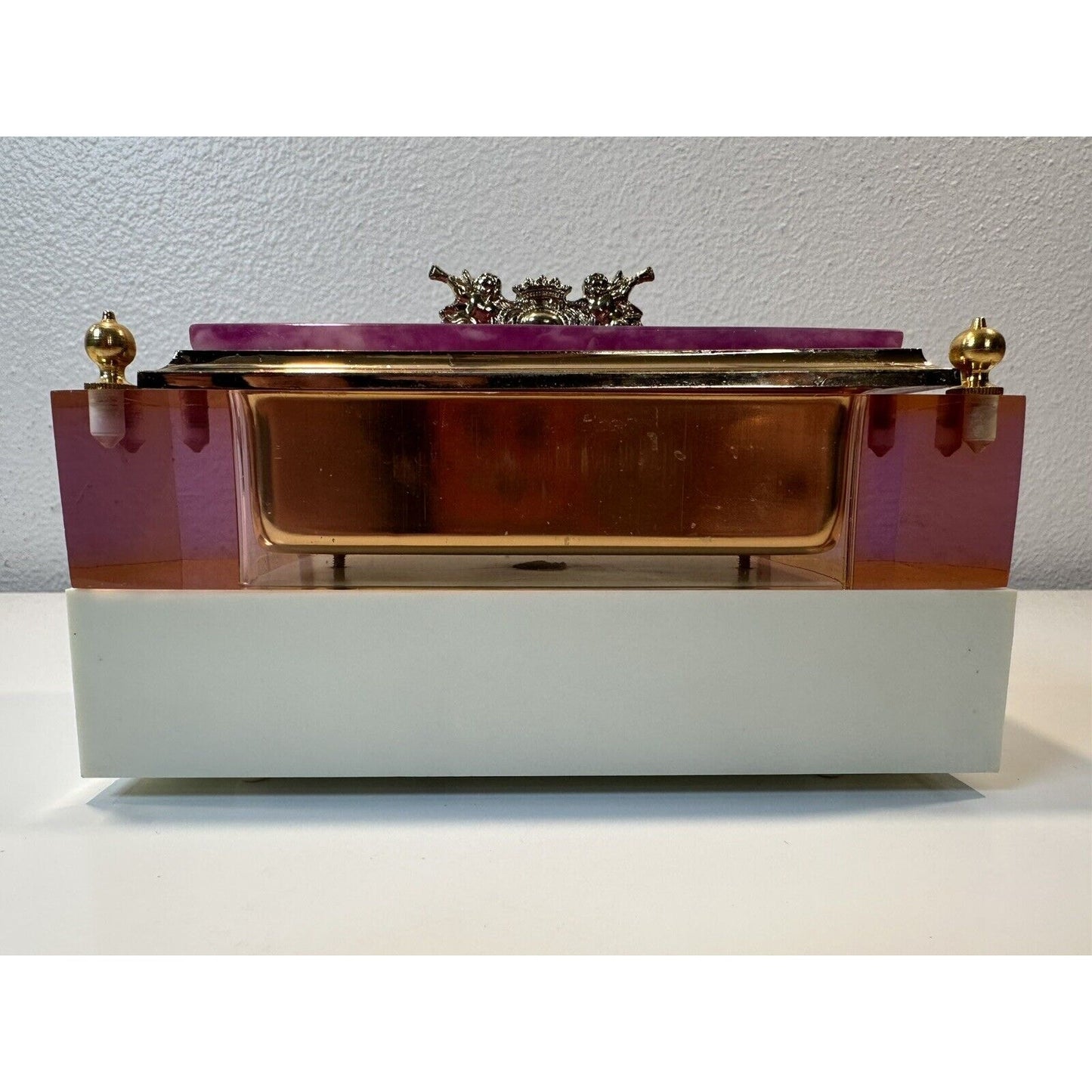 VINTAGE *NEW* 1950's Transistor Radio Jewelry Box Pink Gold