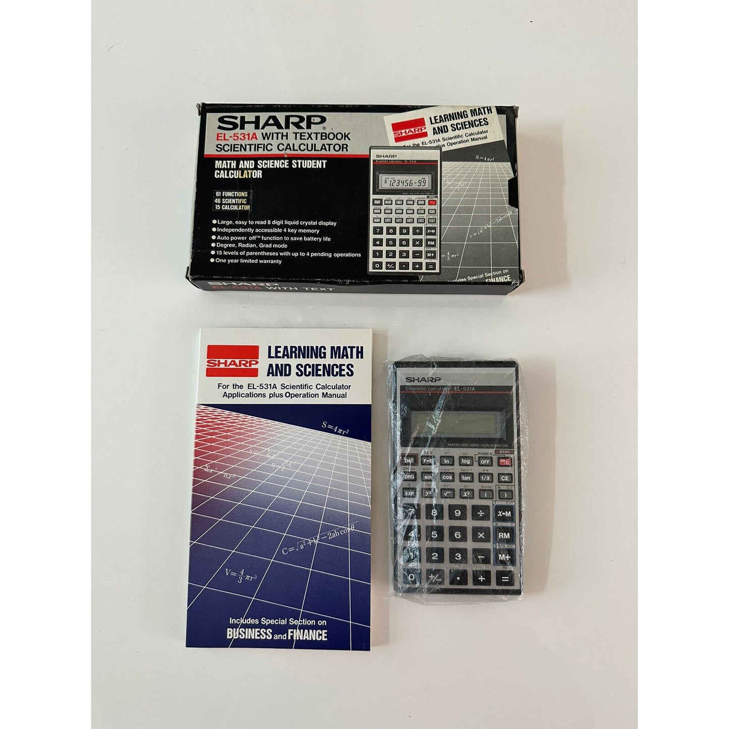 VINTAGE *NEW* SHARP EL-531A with Textbook Scientific Calculator