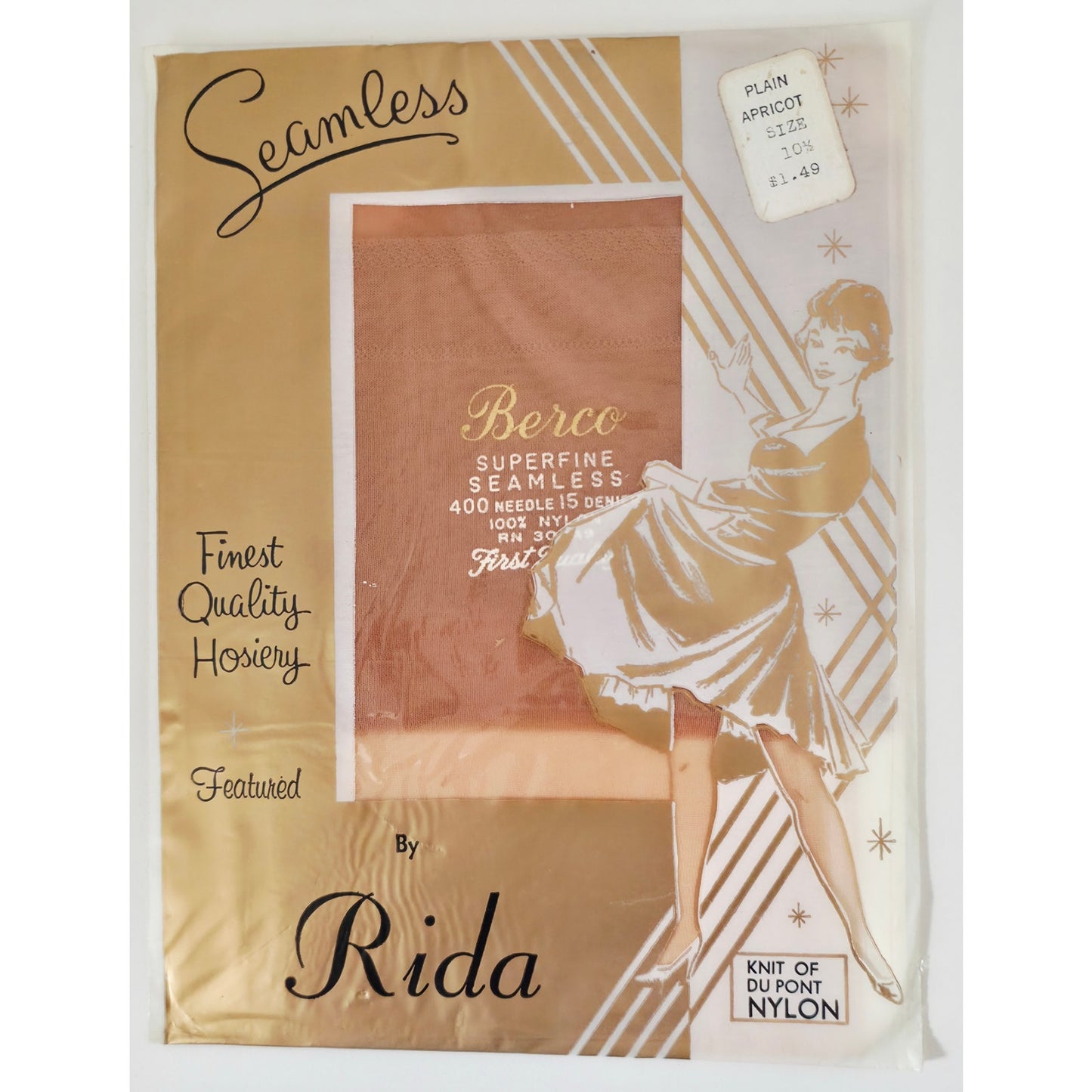 VINTAGE *NEW* 1960's Superfine 400 Needle 15 Denier Pantyhose Size 10.5 Set 3