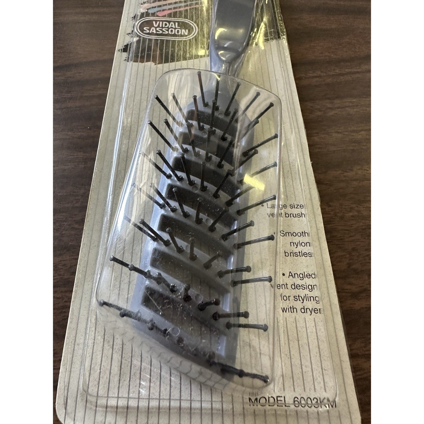 VINTAGE *NEW* 1990's Vidal Sassoon Vent Brush Large Dk Gray Angled Nylon 6003KM