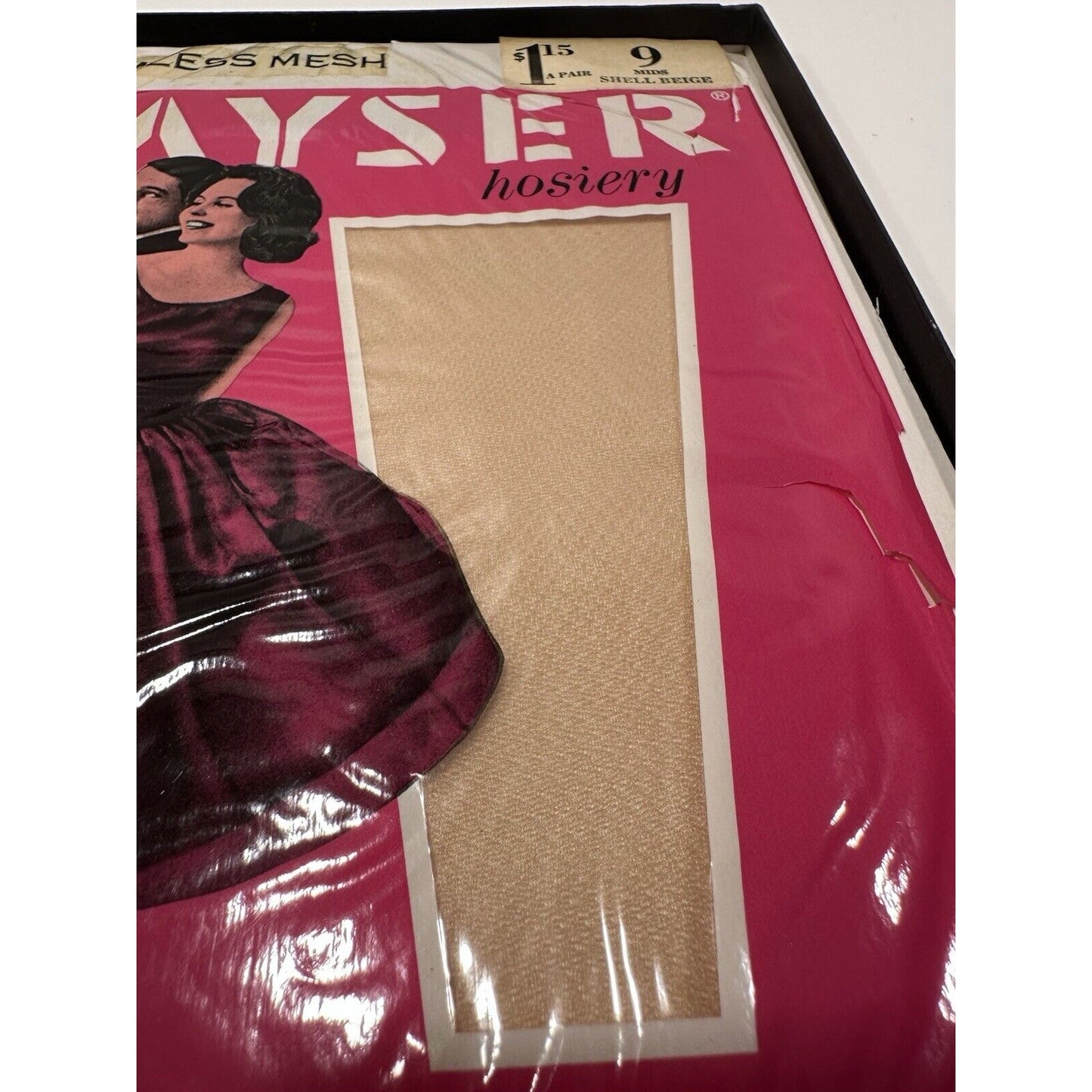 VINTAGE *NEW* Kayser Hosiery Seamless-Shell Beige Sz 9M-1 Pair