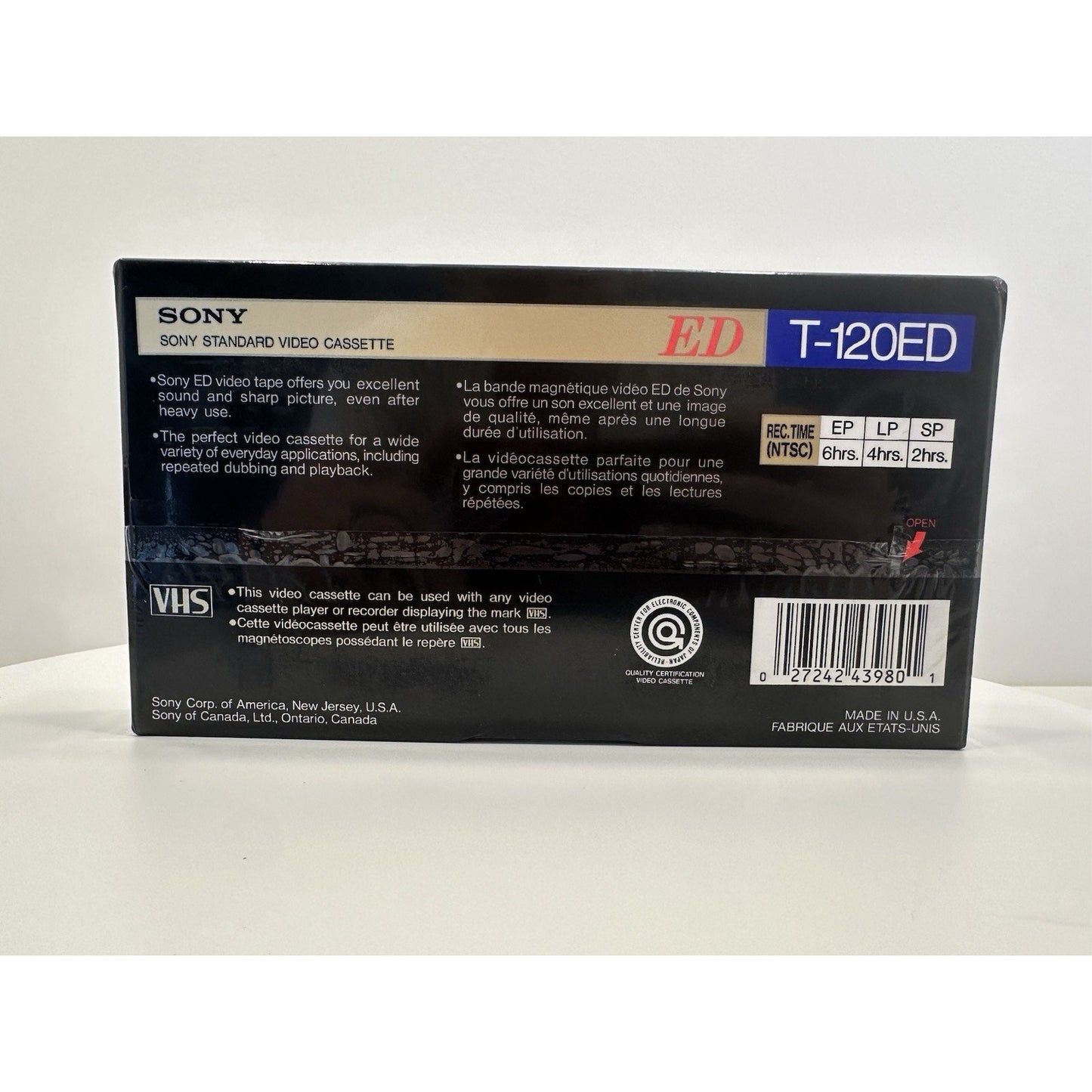 VINTAGE *NEW* 1980's Sony ED T-120 Blank VHS Tape Sealed USA