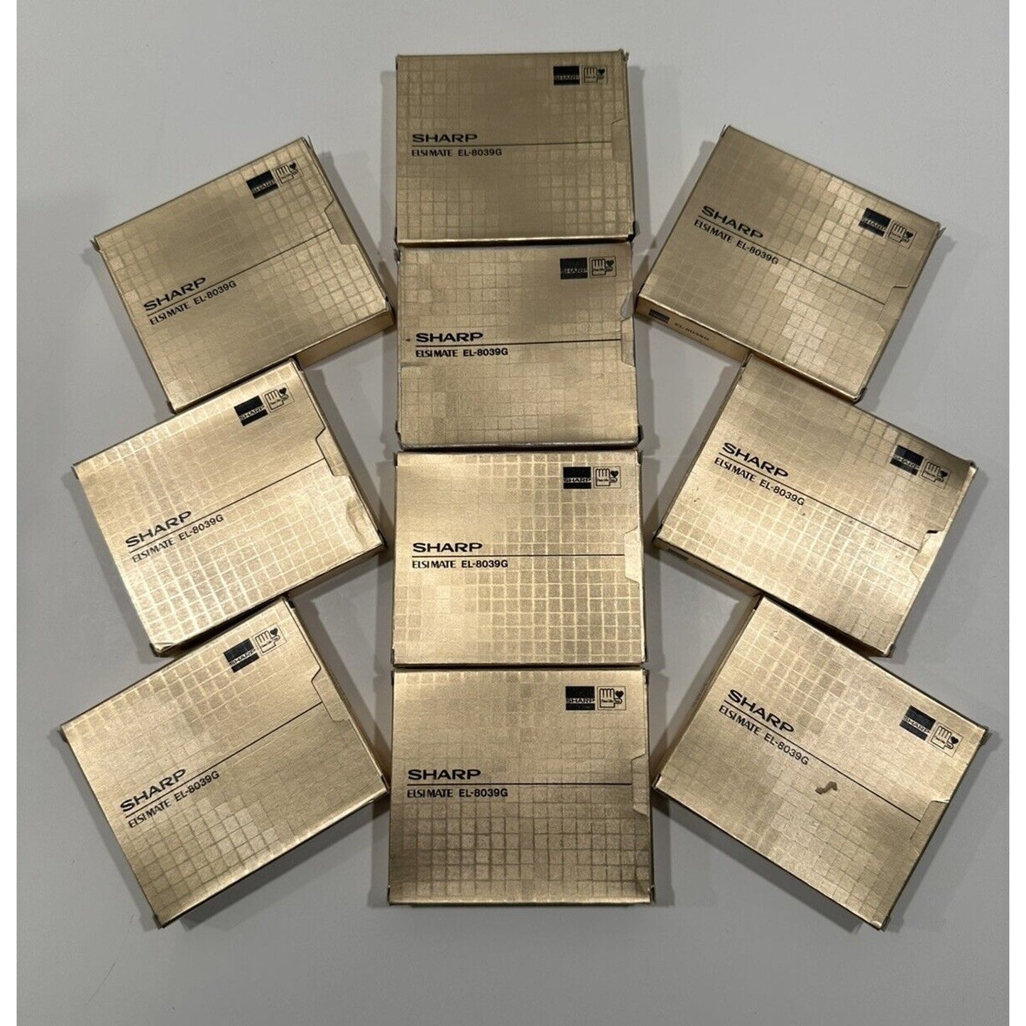VINTAGE *NEW* Sharp EL-8039G Gold Flip Calculator Set of 10 Rare