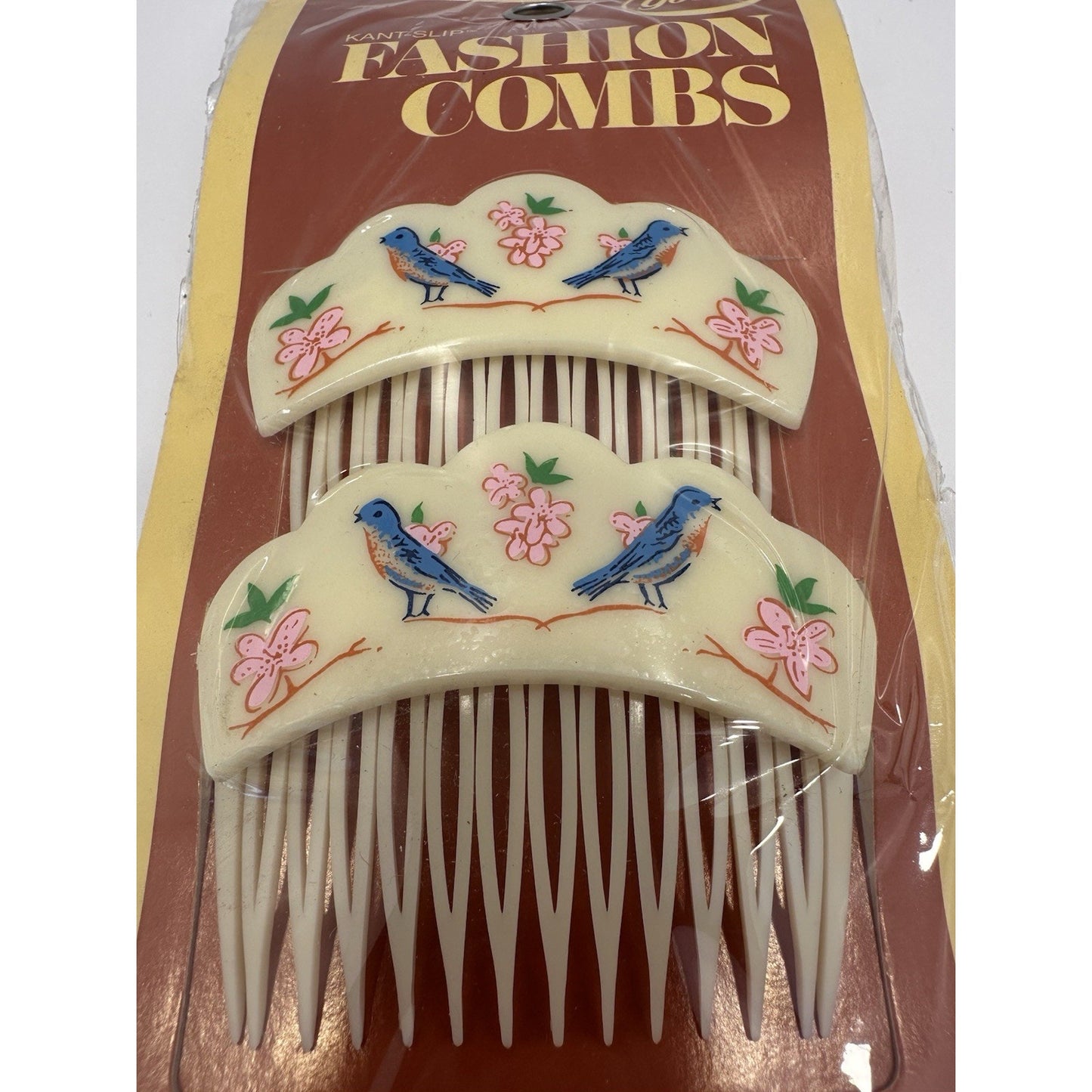 VINTAGE *NEW* 1975 Goody 8161 Kant-Slip Fashion Combs w/Bluebirds USA
