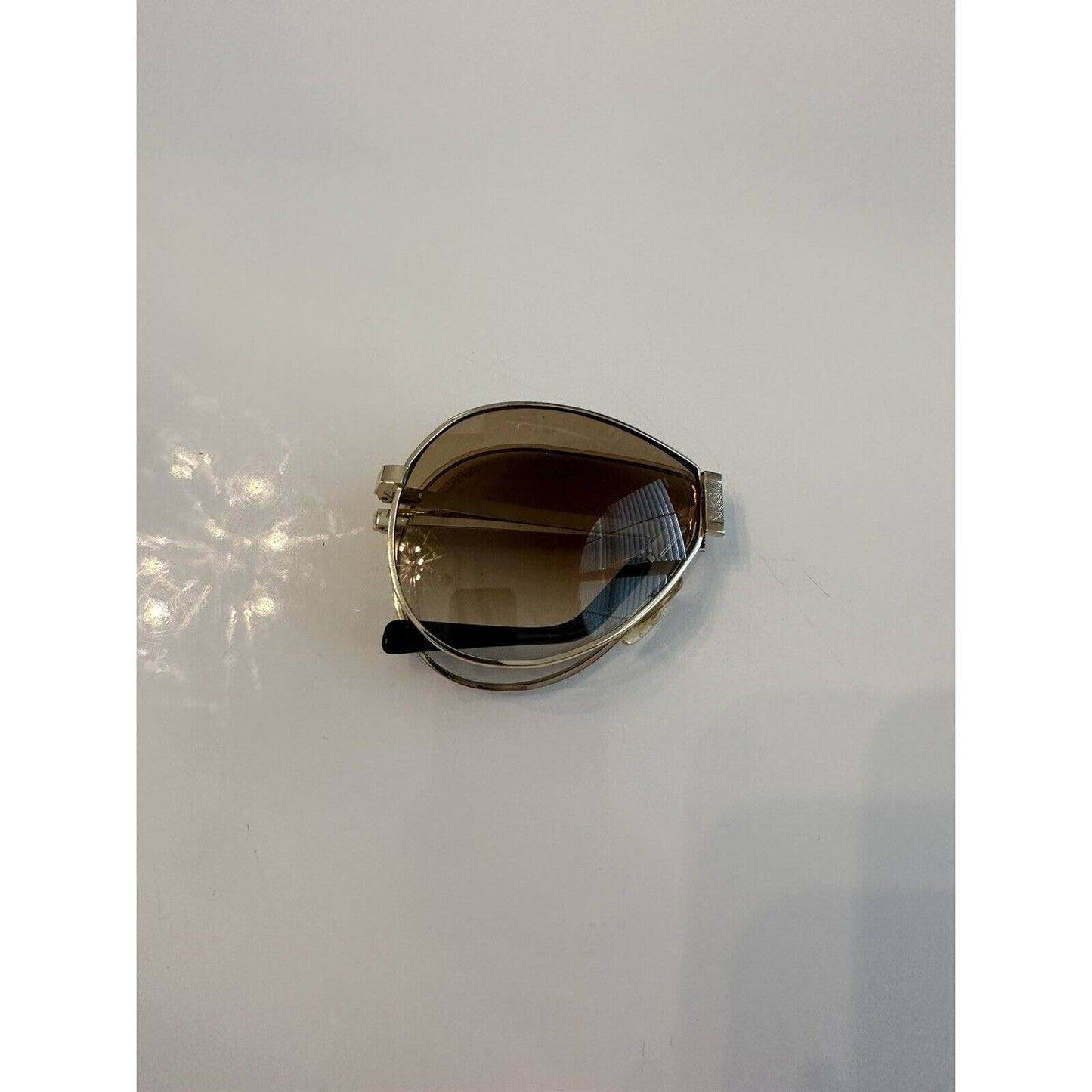 VINTAGE *NEW* 1980's Ferarri Foldable Aviator Sunglasses Gold Metal/Case