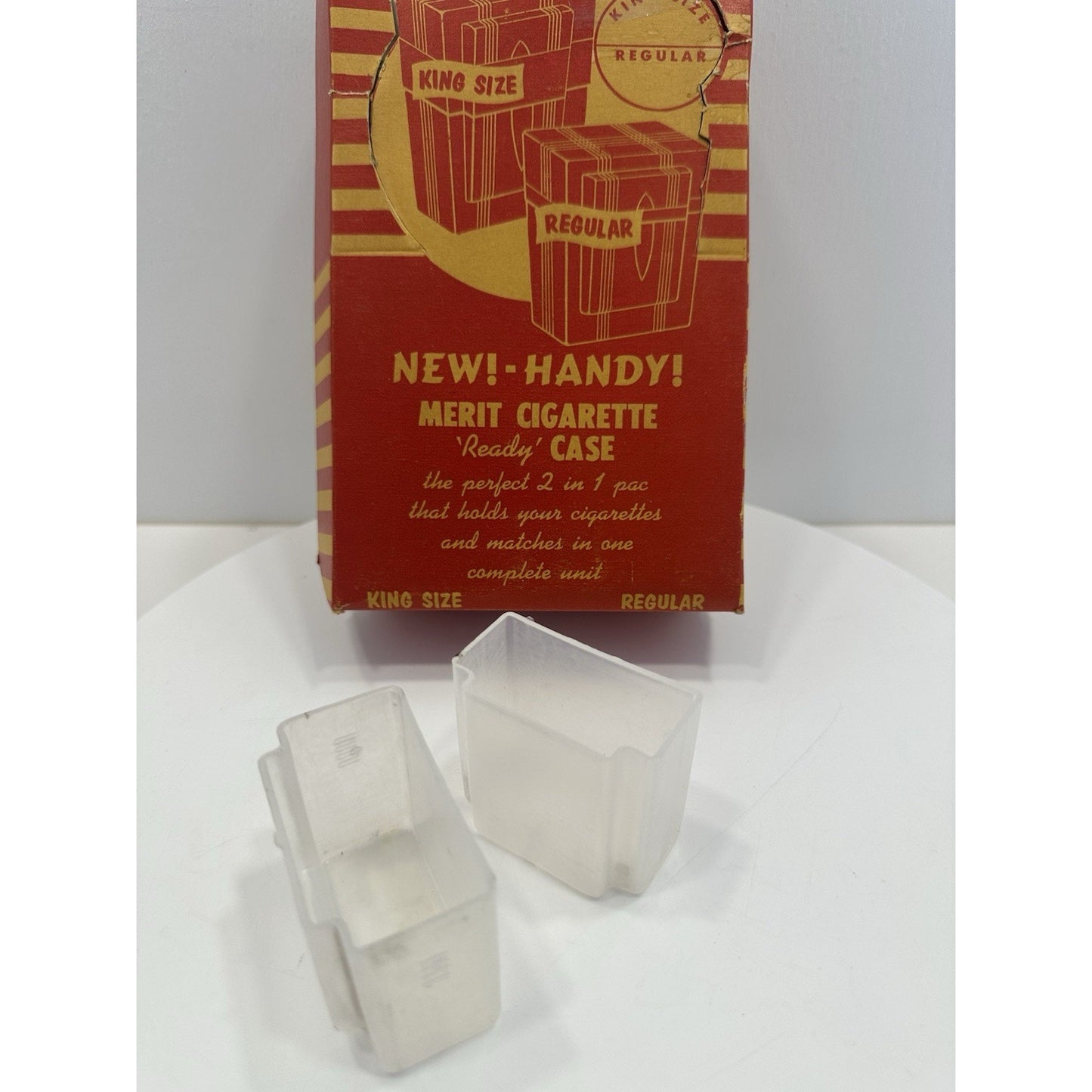 VINTAGE *NEW* 1960's Merit Plastic King Size Cigarette/Matches Clear Case