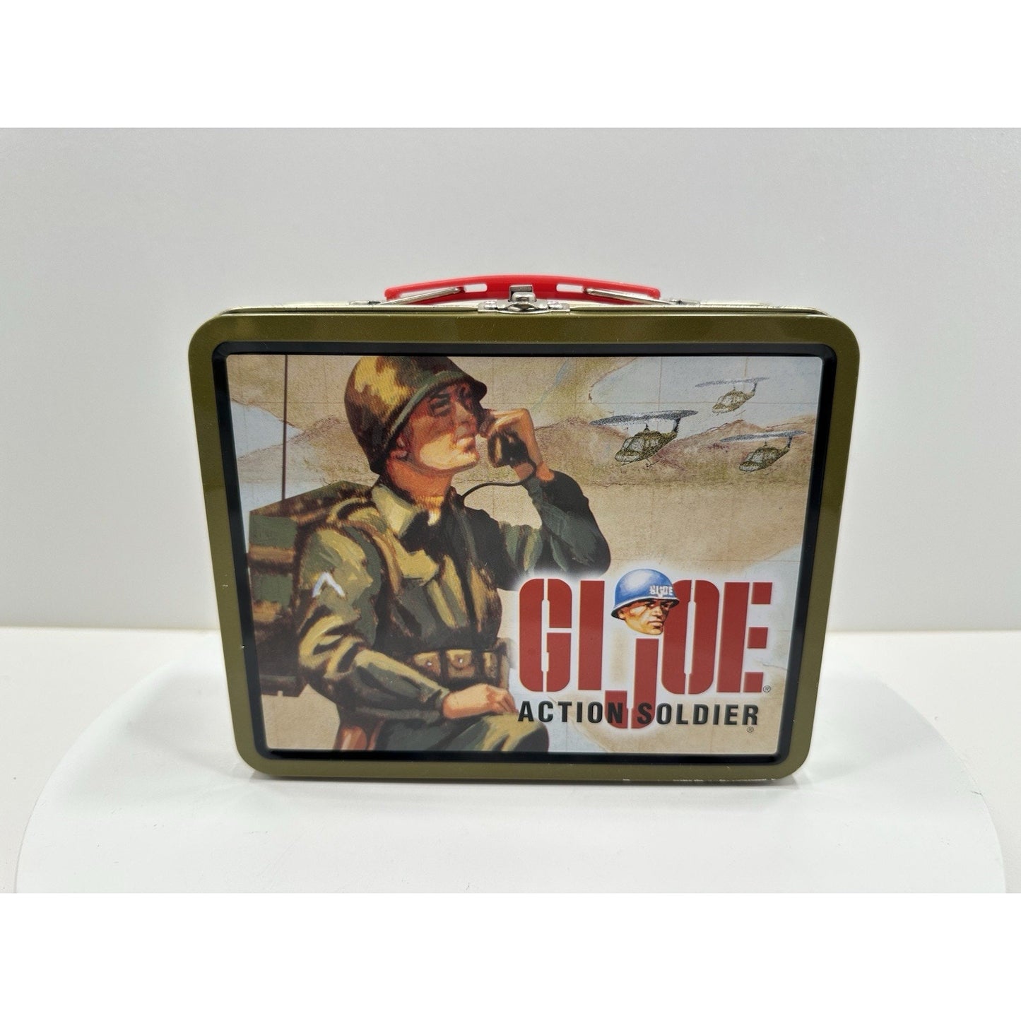 VINTAGE PRISTINE 1998 GI Joe Mini Lunch Box Action Soldier w/ Green Trim