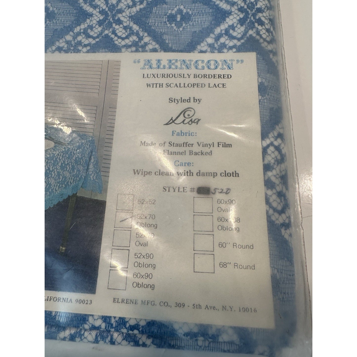 VINTAGE *NEW* 50's Alencon" Tablecloth 52"X70" Scalloped Diamond Lace USA