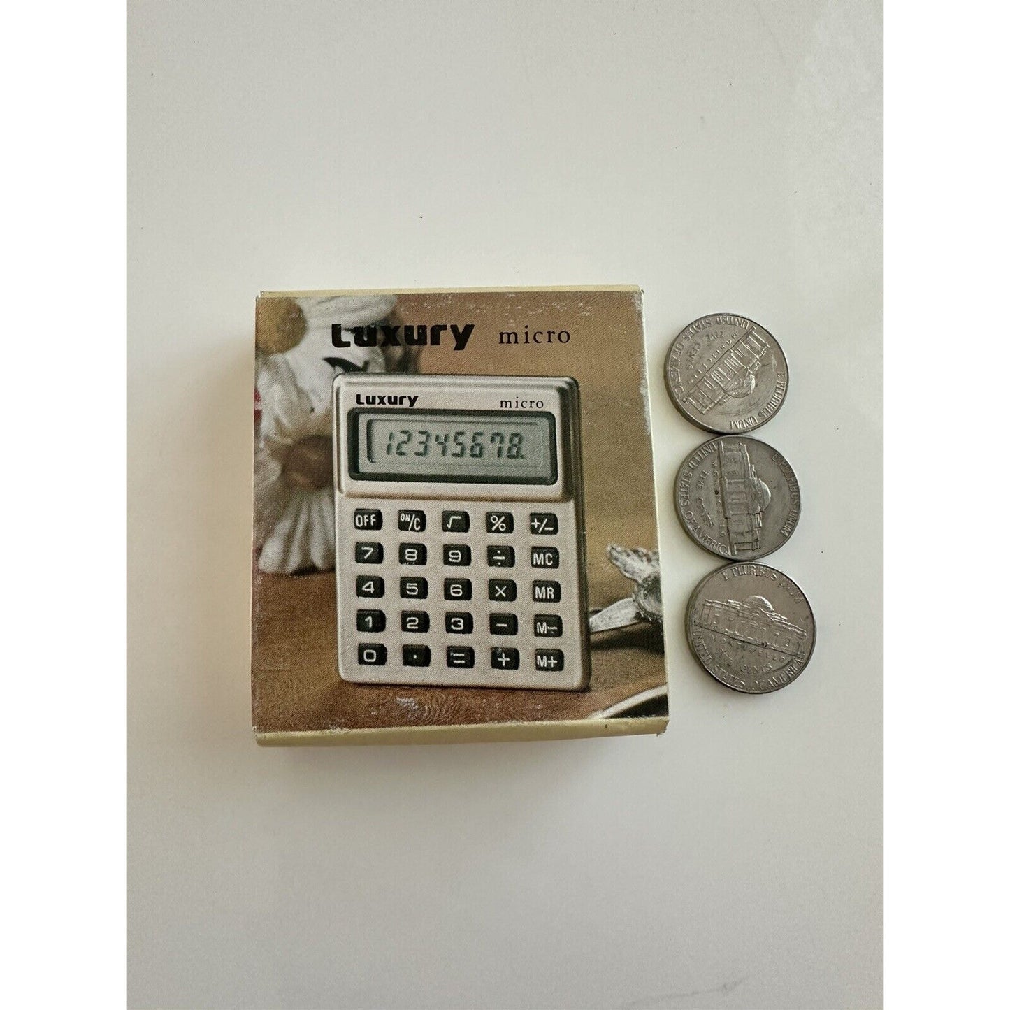 VINTAGE *NEW* Gold Micro Mini Luxury LCD Calculator