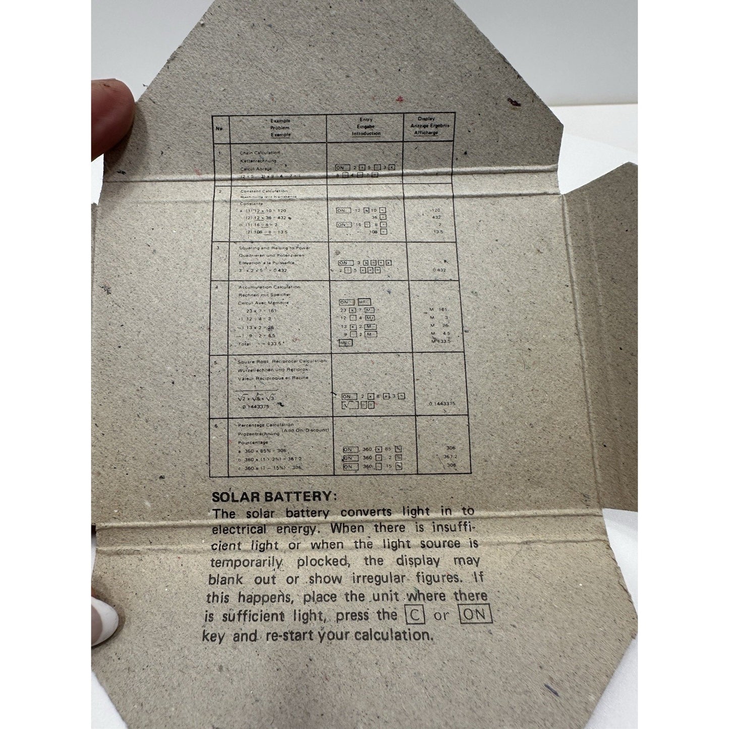 VINTAGE *NEW* 1970's Slim Card Solar Cell Rechargeable Electronic Calculator