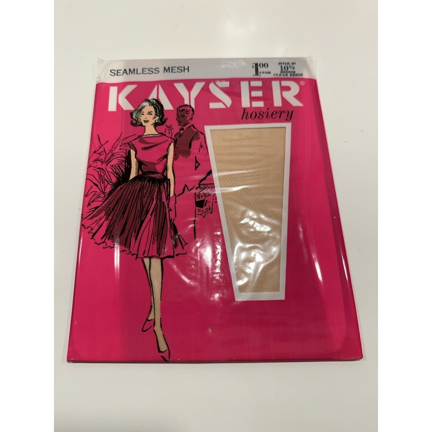 VINTAGE *NEW* Kayser Hosiery-Seamless-Shell Beige Sz10.5L X 5 Pair