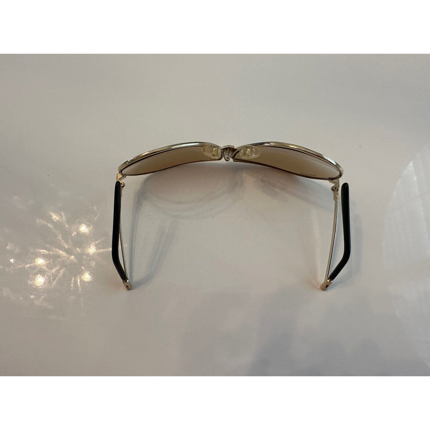 VINTAGE *NEW* 1980's Ferarri Foldable Aviator Sunglasses Gold Metal/Case