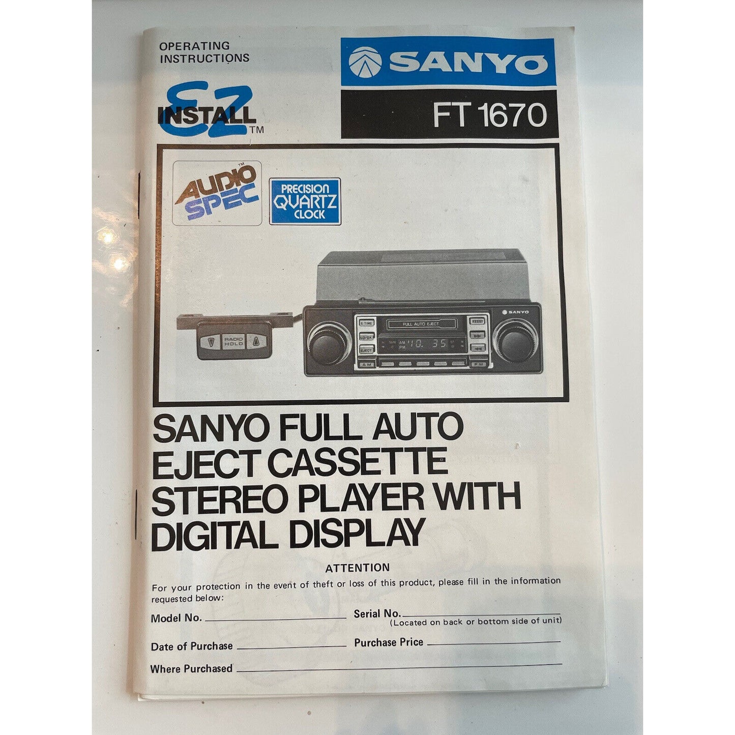 VINTAGE *NEW* Sanyo FT-1670 Indash led Radio Cassette Player