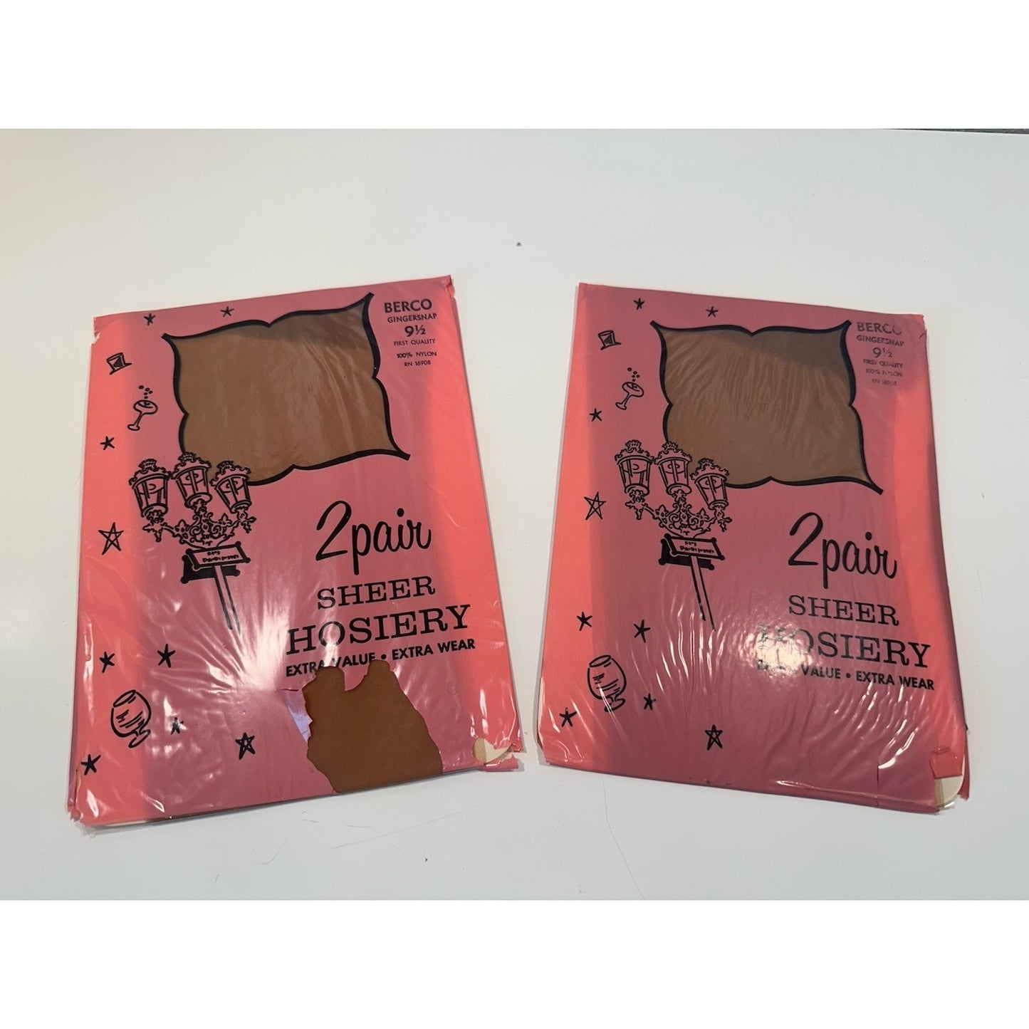 VINTAGE *NEW* Berco Hosiery-Seamless-Gingersnap-Sz 9.5M-2X 2-Pair/Pack Movie
