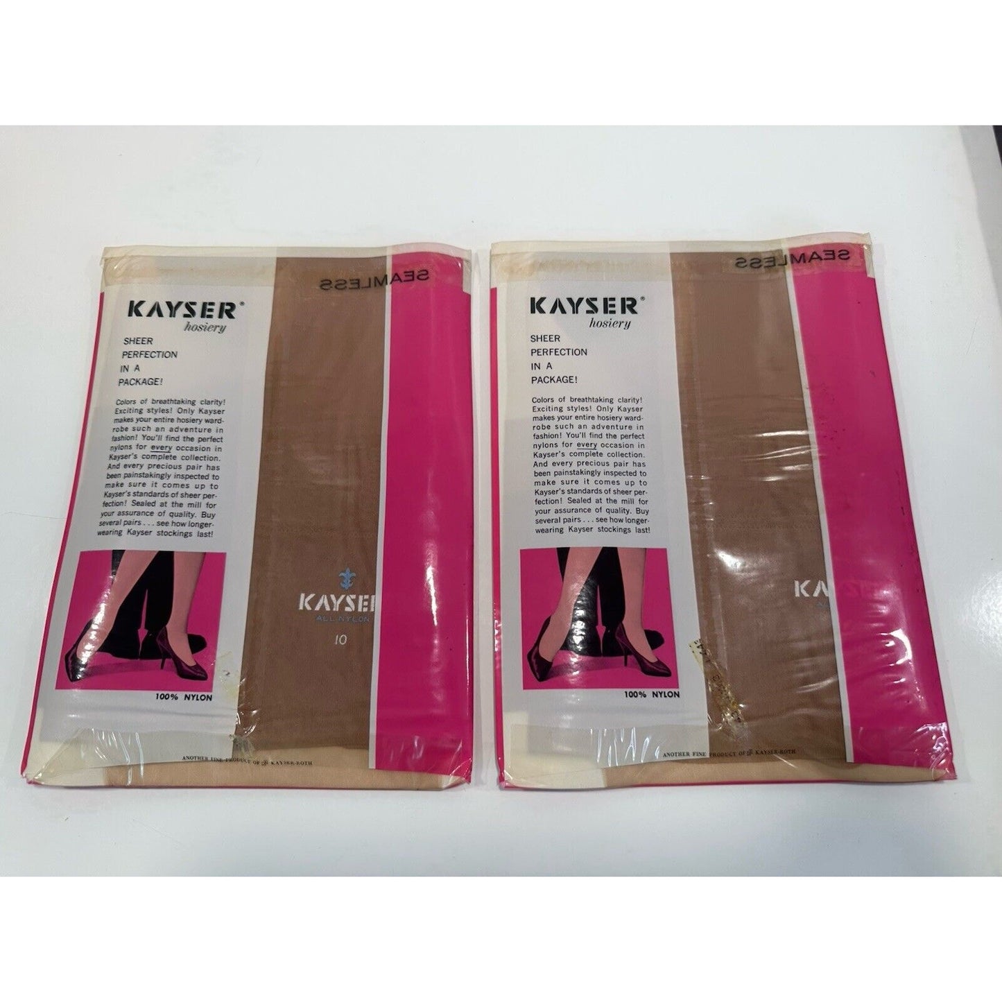VINTAGE *NEW* 1950's Kayser Hosiery Seamless-Shell Beige Sz 10 X 2