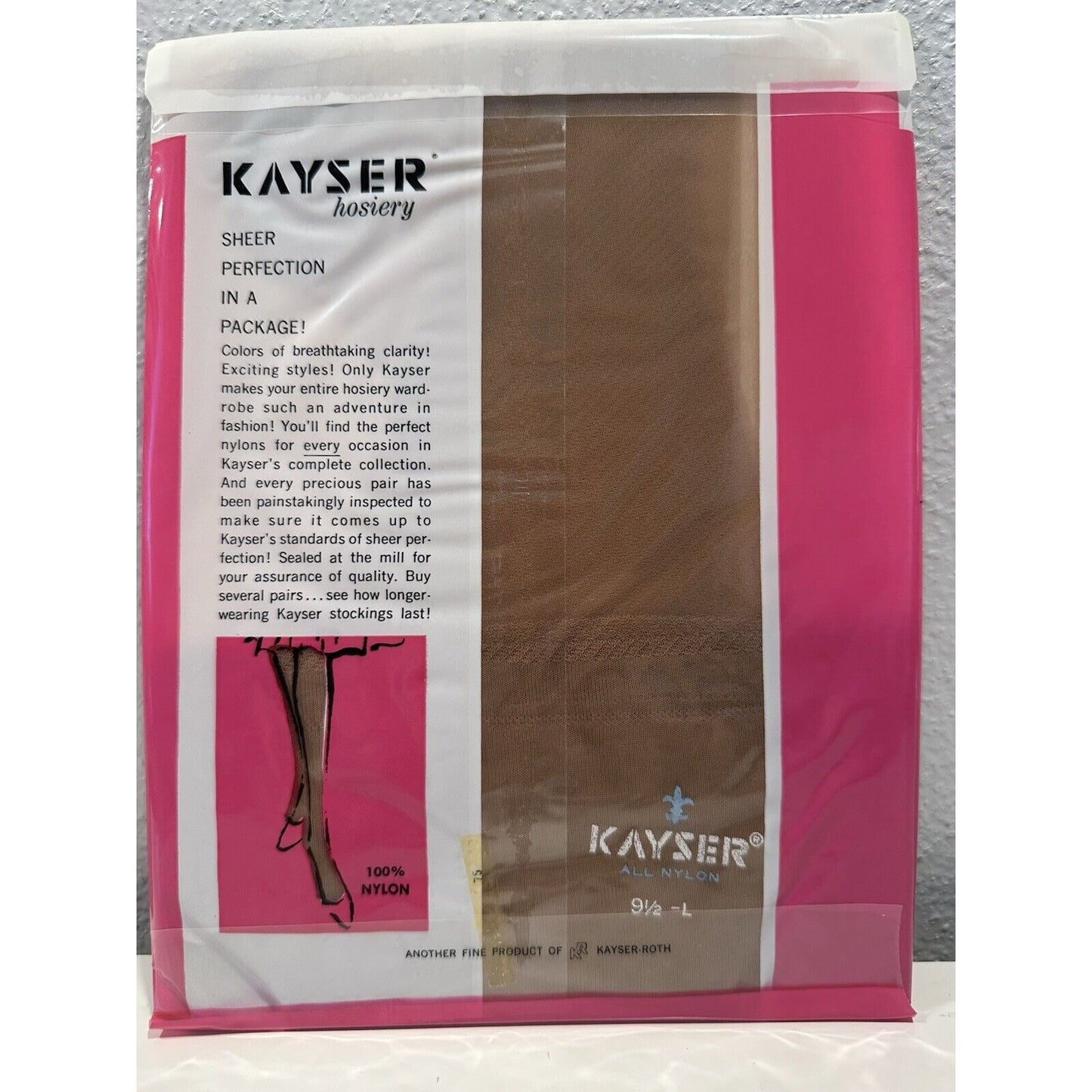 VINTAGE *NEW* Kayser Hosiery Seamless Mesh-Clear Beige Sz9.5L X 4