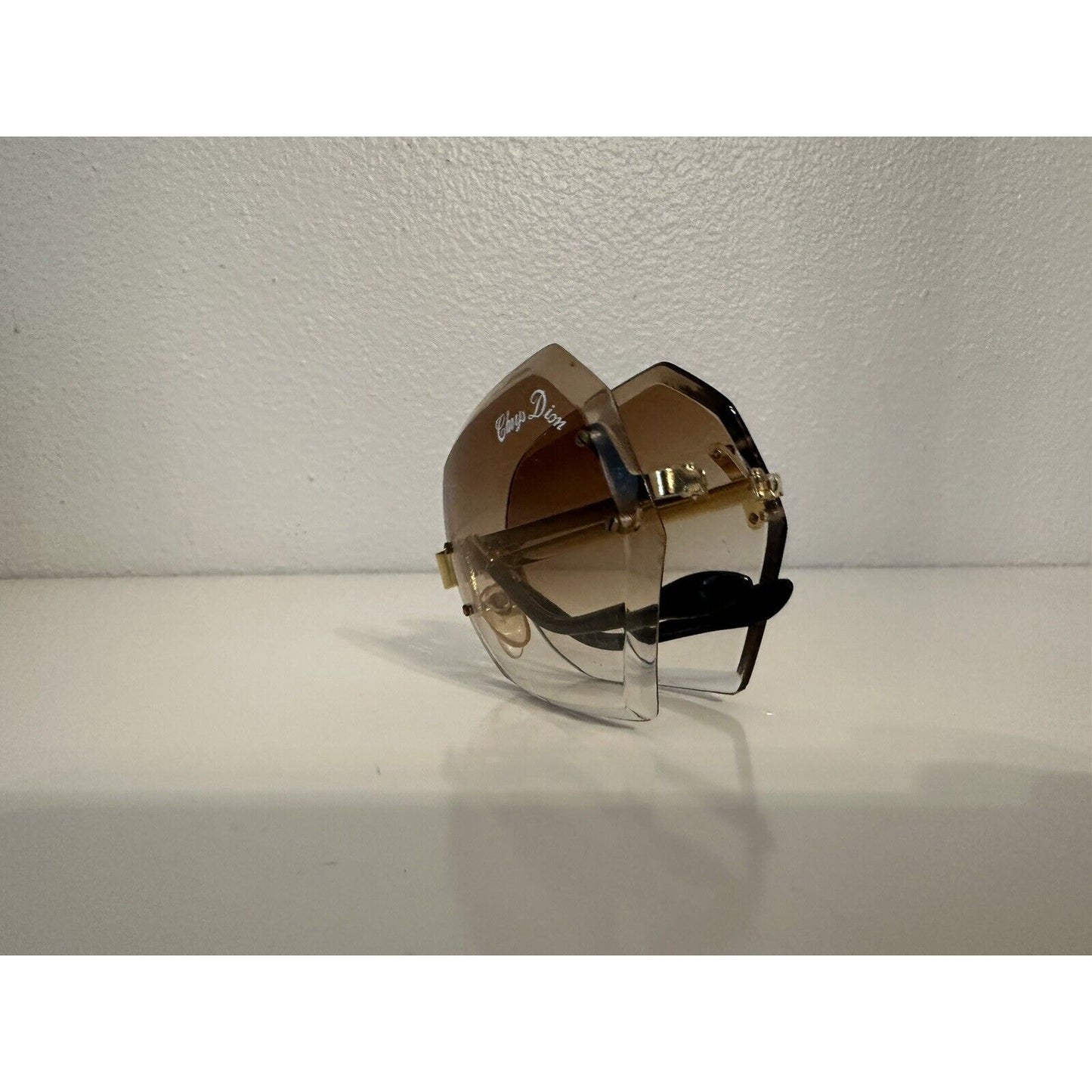 VINTAGE *NEW* 1970's ChrysDior Glam Sunglasses Brown Smoked Glass & Gold