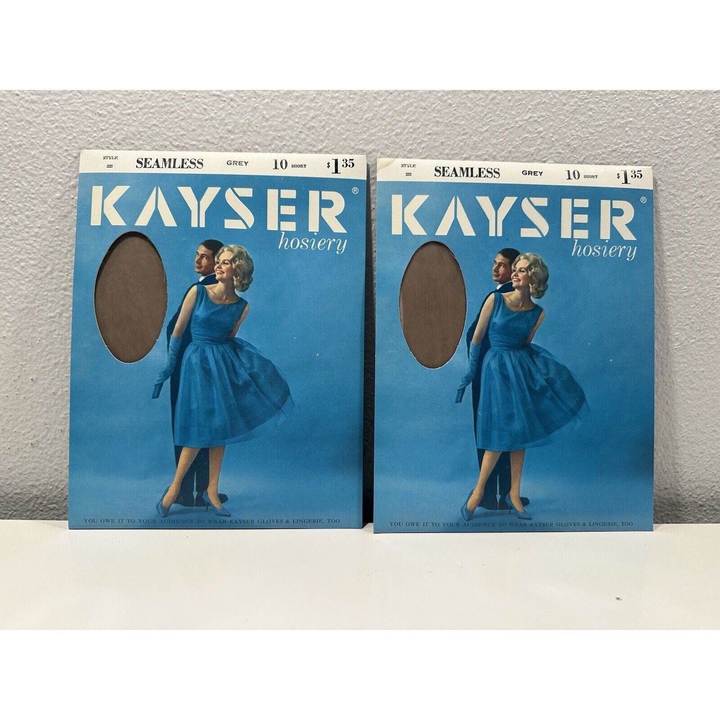VINTAGE *NEW* Kayser Hosiery-Seamless-Grey-2pair-Sz10S