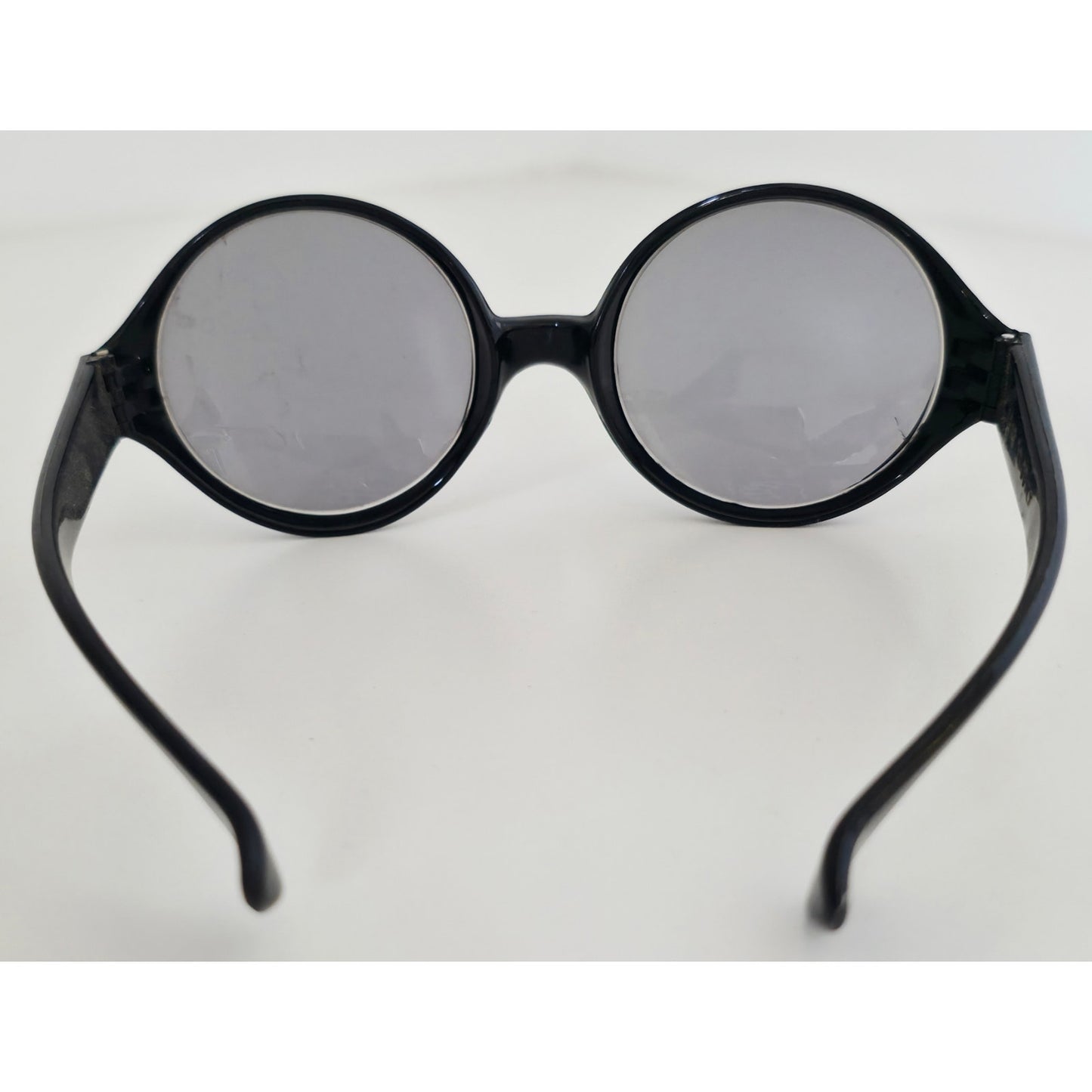 VINTAGE *NEW* 1970's Black Round Over-sized Frame with Gray Lens Sunglasses