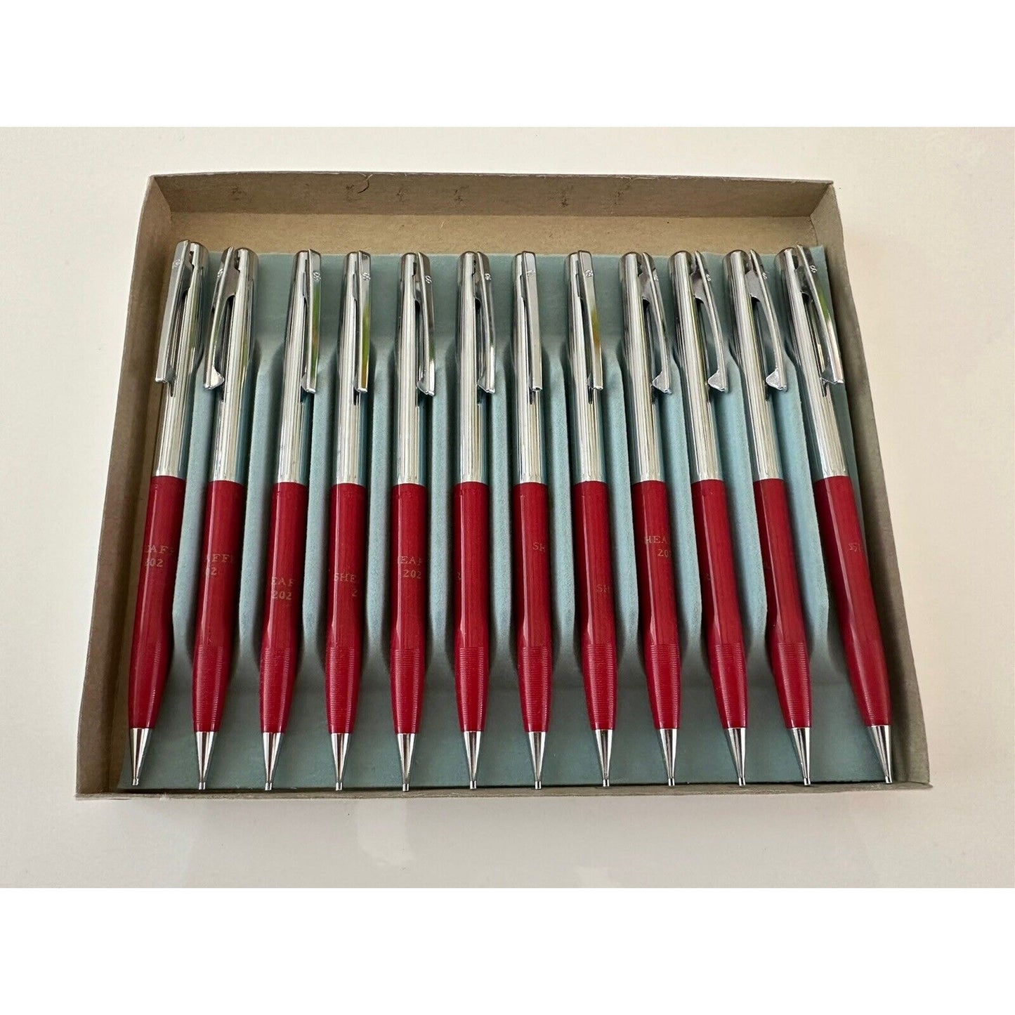 VINTAGE *NEW* Sheaffer Set of 12 Red 202 Mechanical Pencils