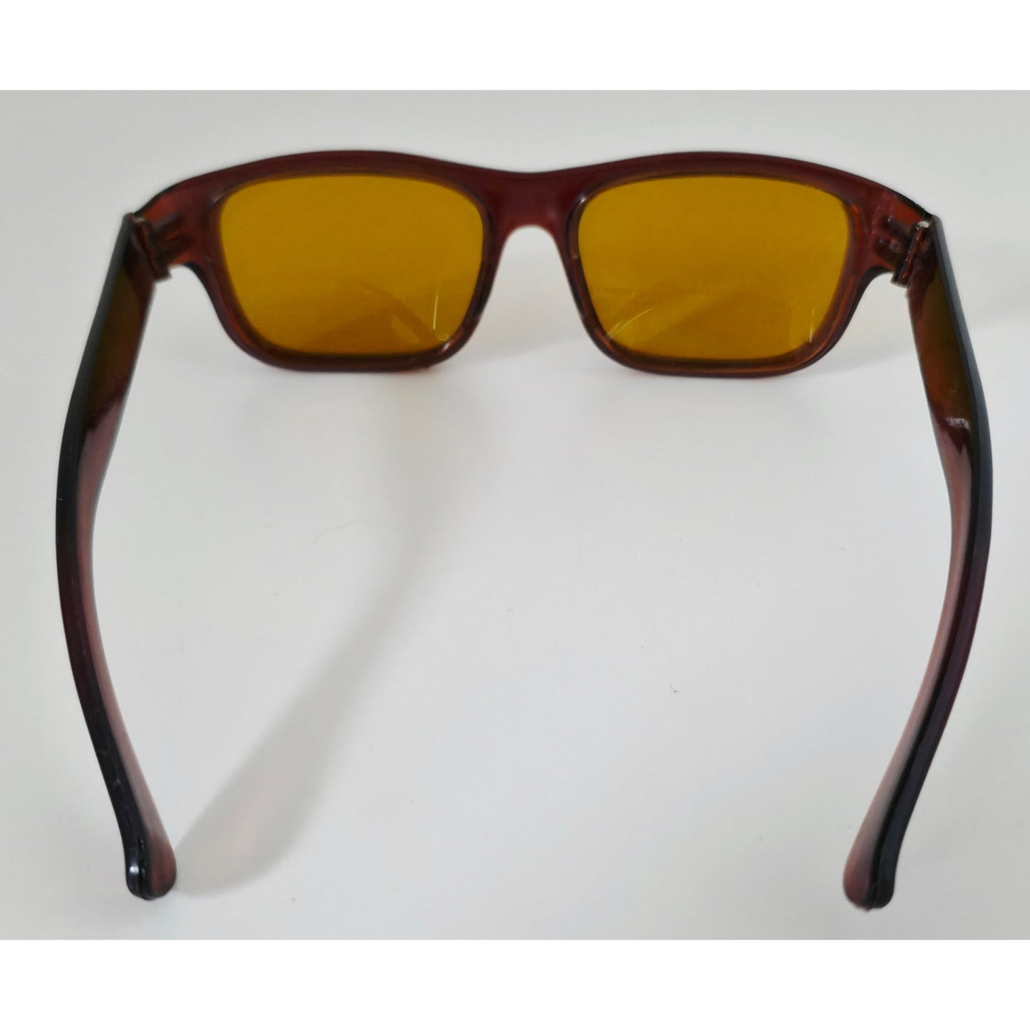 VINTAGE *NEW* 1970's Dark Brown Frame with Yellow Lens Sunglasses