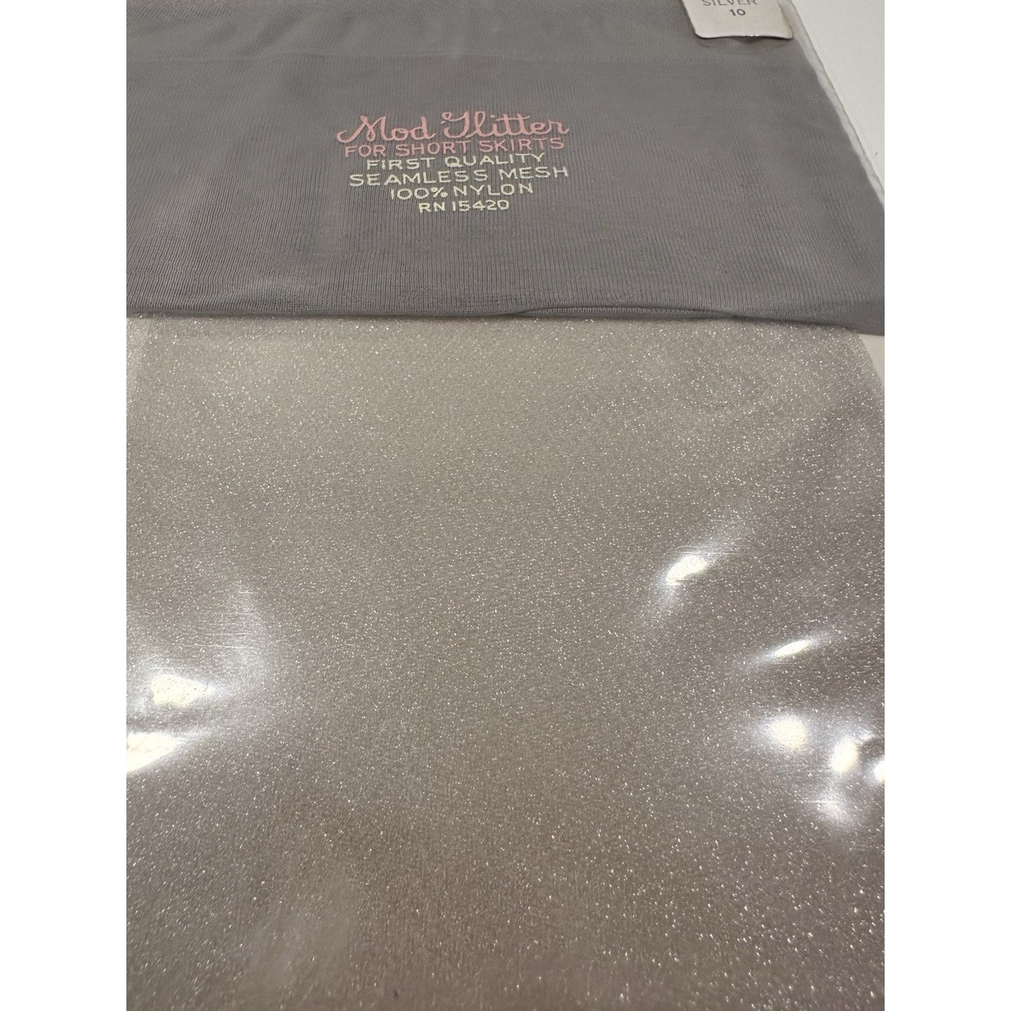 VINTAGE *NEW* Mod Glitter Hosiery-Silver Glitter Sz11M X 2 Pair