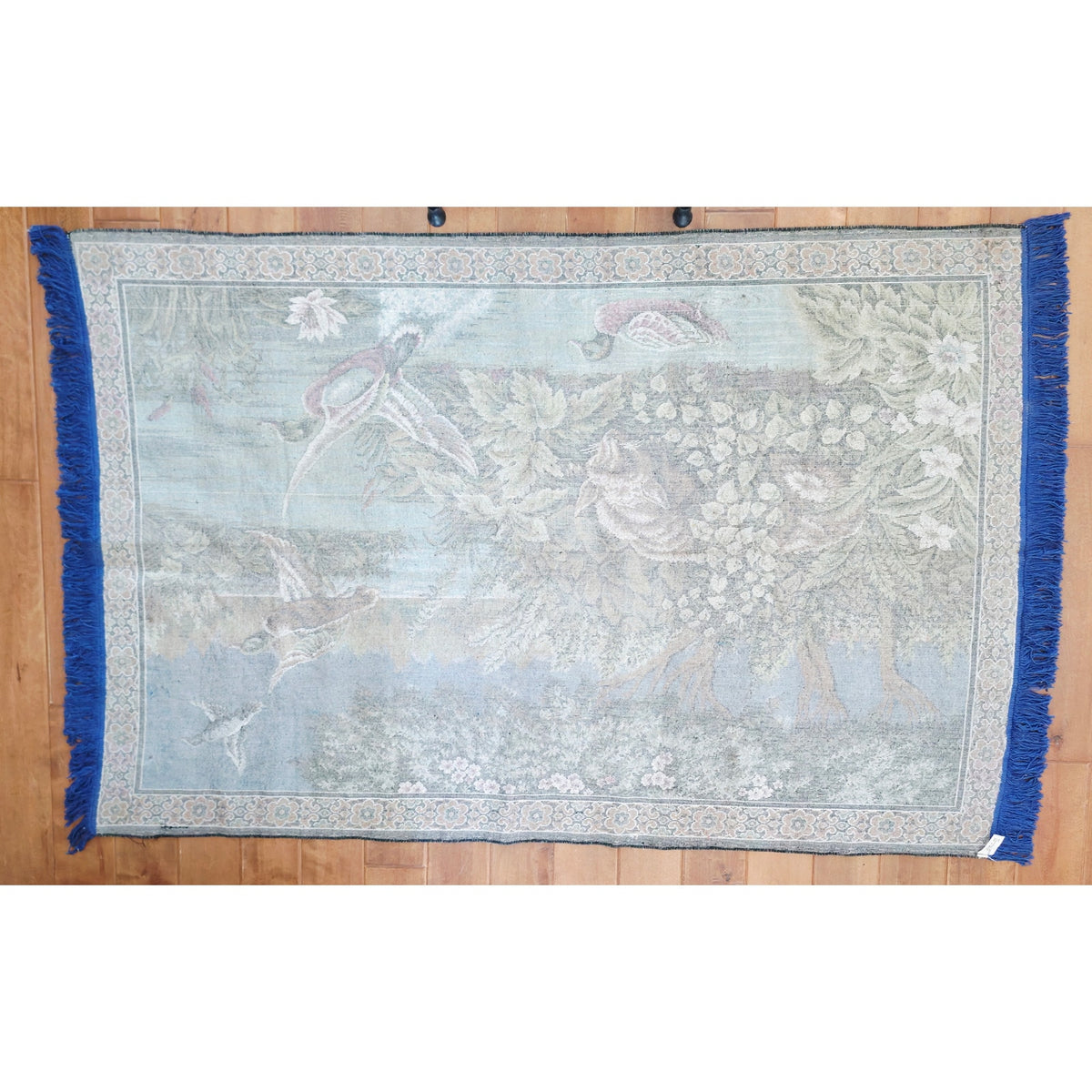 VINTAGE *PRISTINE* 1960's “Fox Hunting Ducks” Moroccan Velvet Tapestry