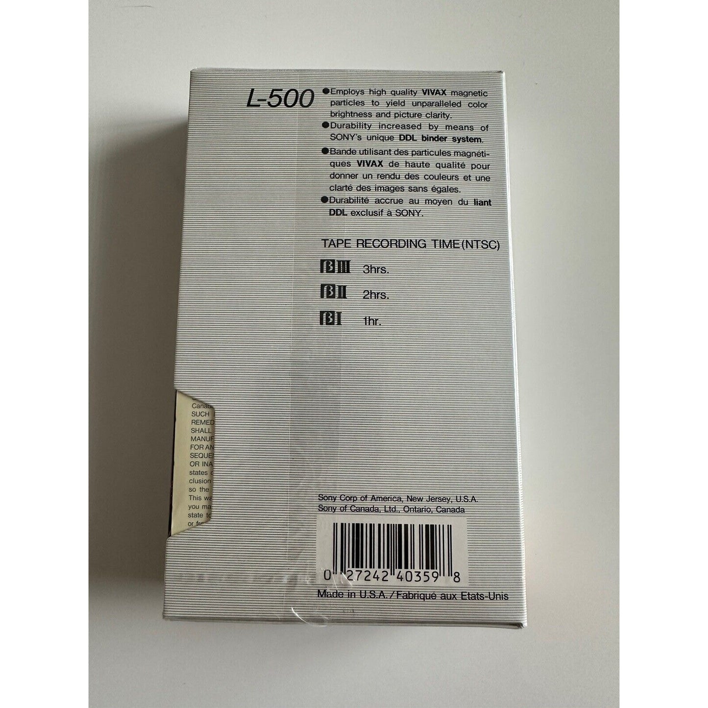 VINTAGE *NEW* SONY Dynamicron L-500 BETA Video Cassette Sealed