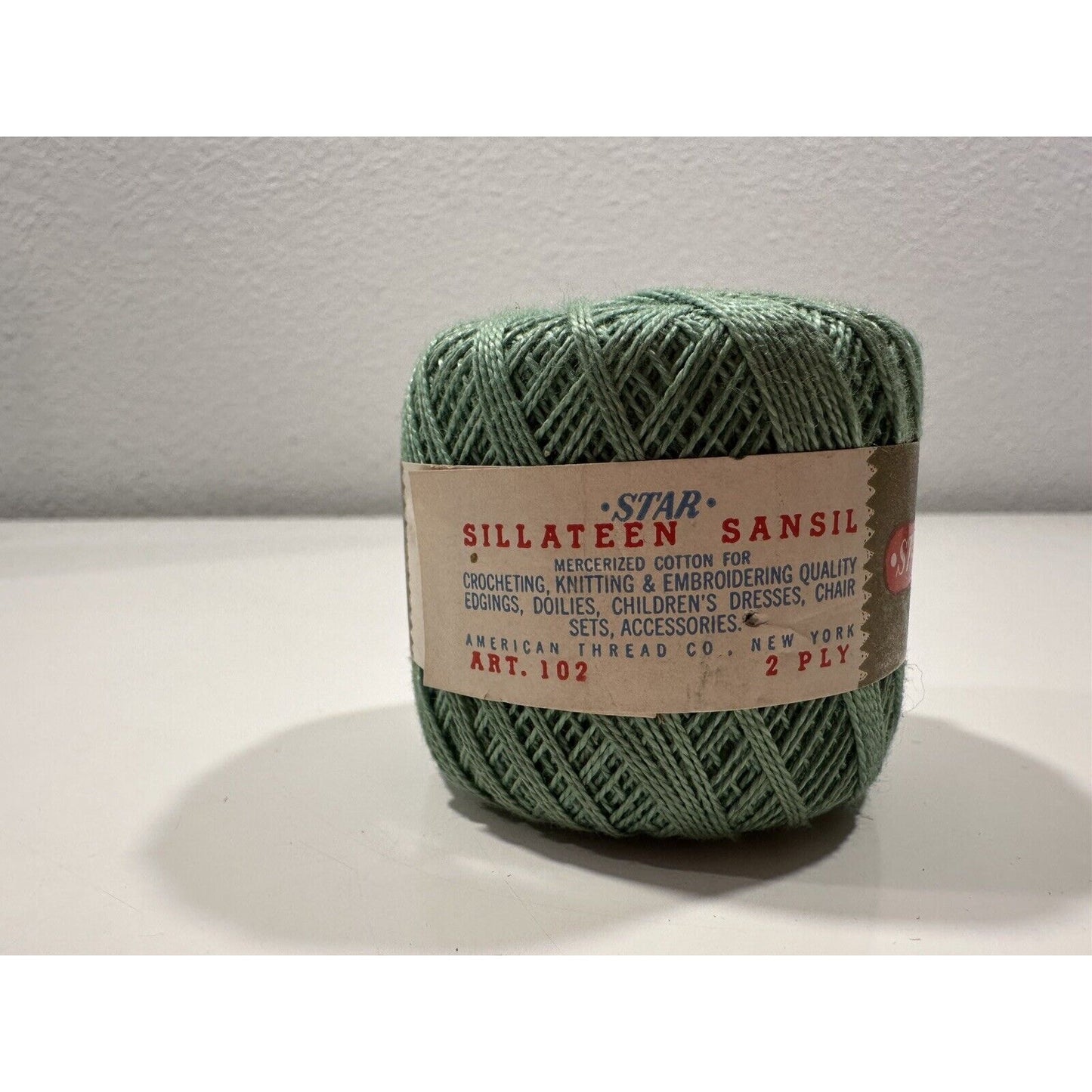 VINTAGE *NEW* Star Sillateen Sansil Crochet Knitting 102 Green 40-75 Yrds