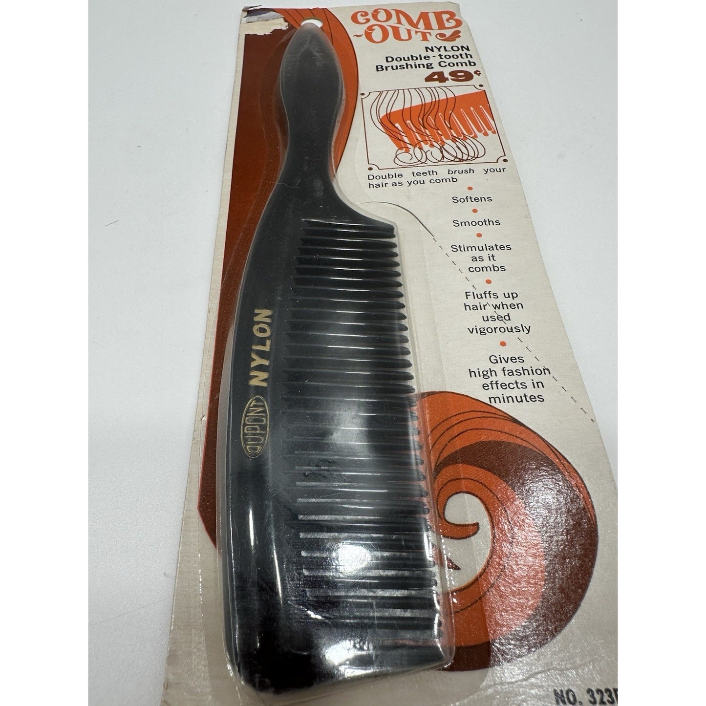 VINTAGE *NEW* Dupont Handled Comb-Out Double Tooth Nylon Comb Black