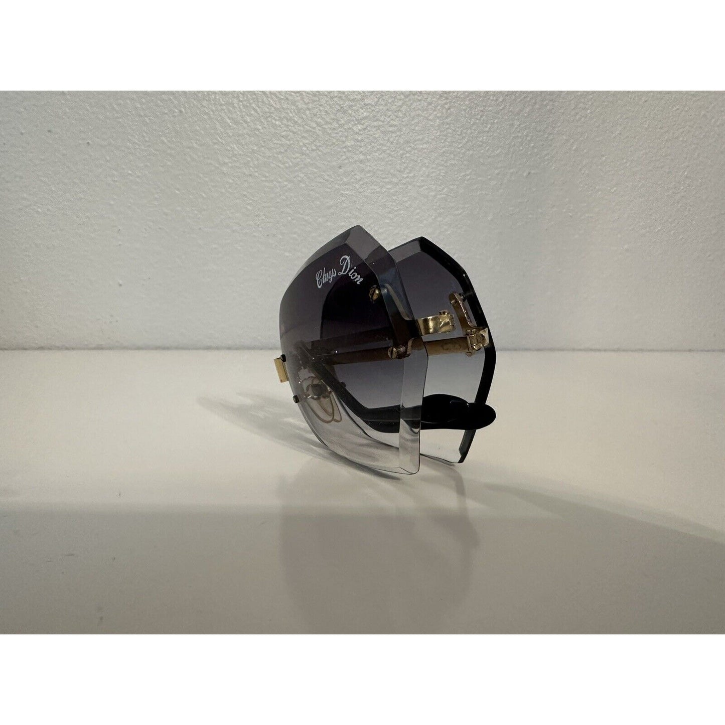 VINTAGE *NEW* 1970'sChrysDior Glam Sunglasses Black Smoked Glass&Gold