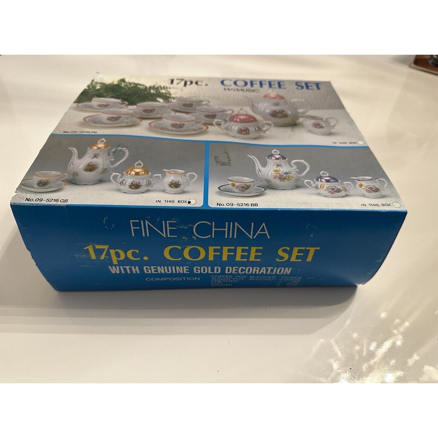 VINTAGE *NEW* Fine China 17Pc. Hand Painted Gold Musical Coffee/Tea Set