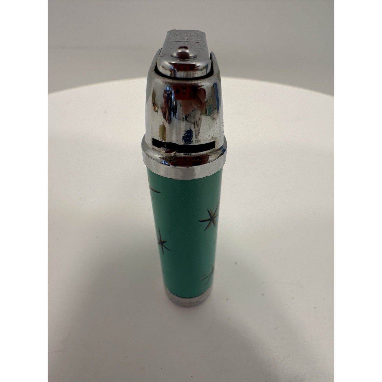 VINTAGE *NEW* 1960's Manor Butane Lighter Aqua w/Stars
