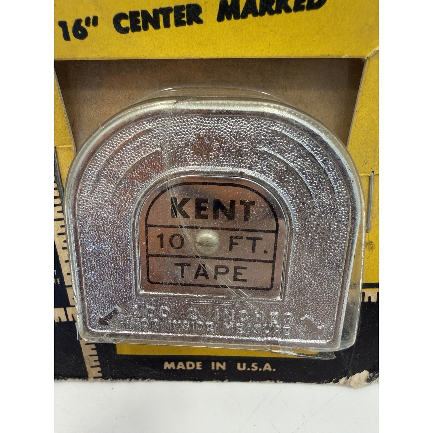 VINTAGE *NEW* 1960's Kent 10 ft Pocket Size White Enameled Measuring Tape