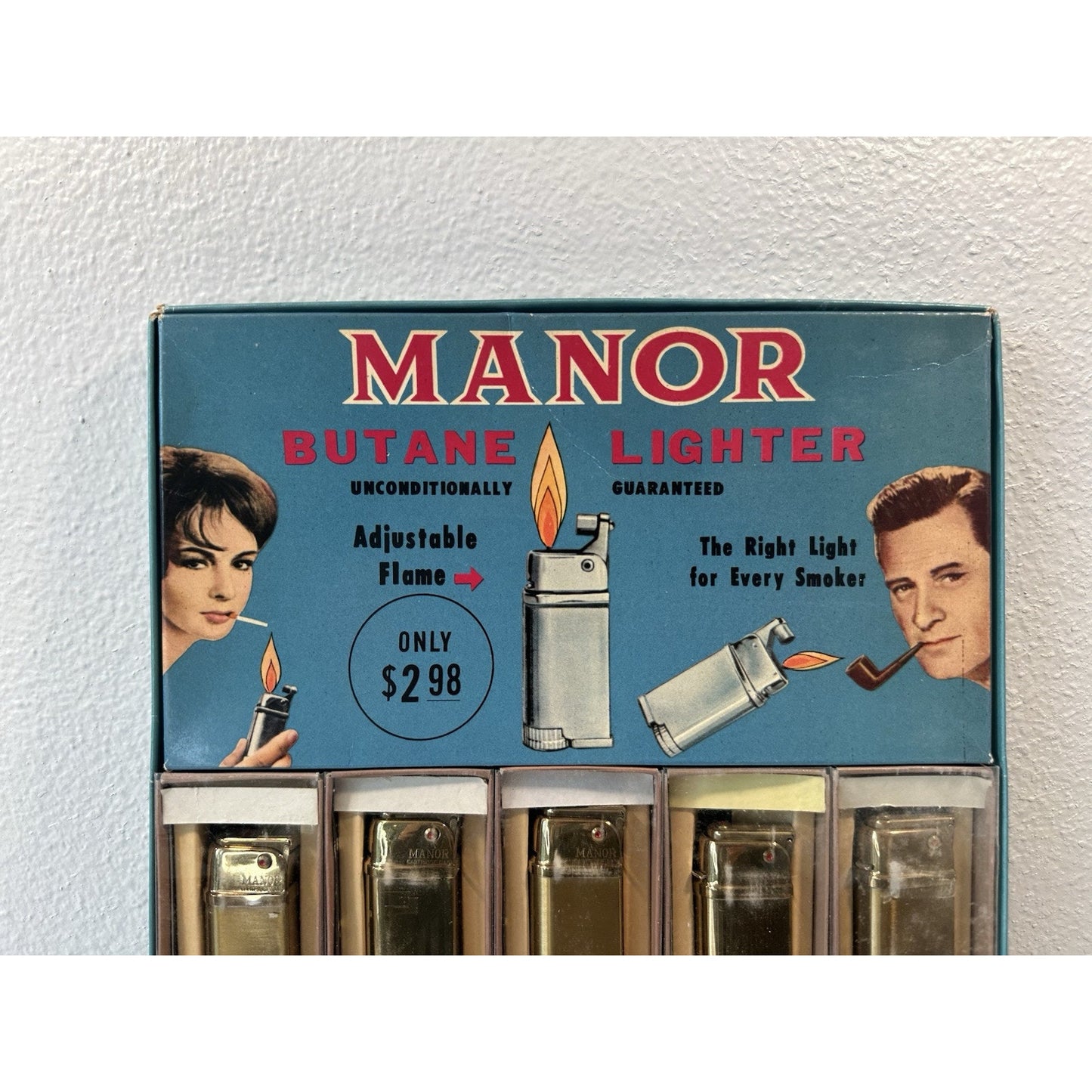 VINTAGE *NEW* 1950-60's Manor Lighters in Store Display Gas/Fuel