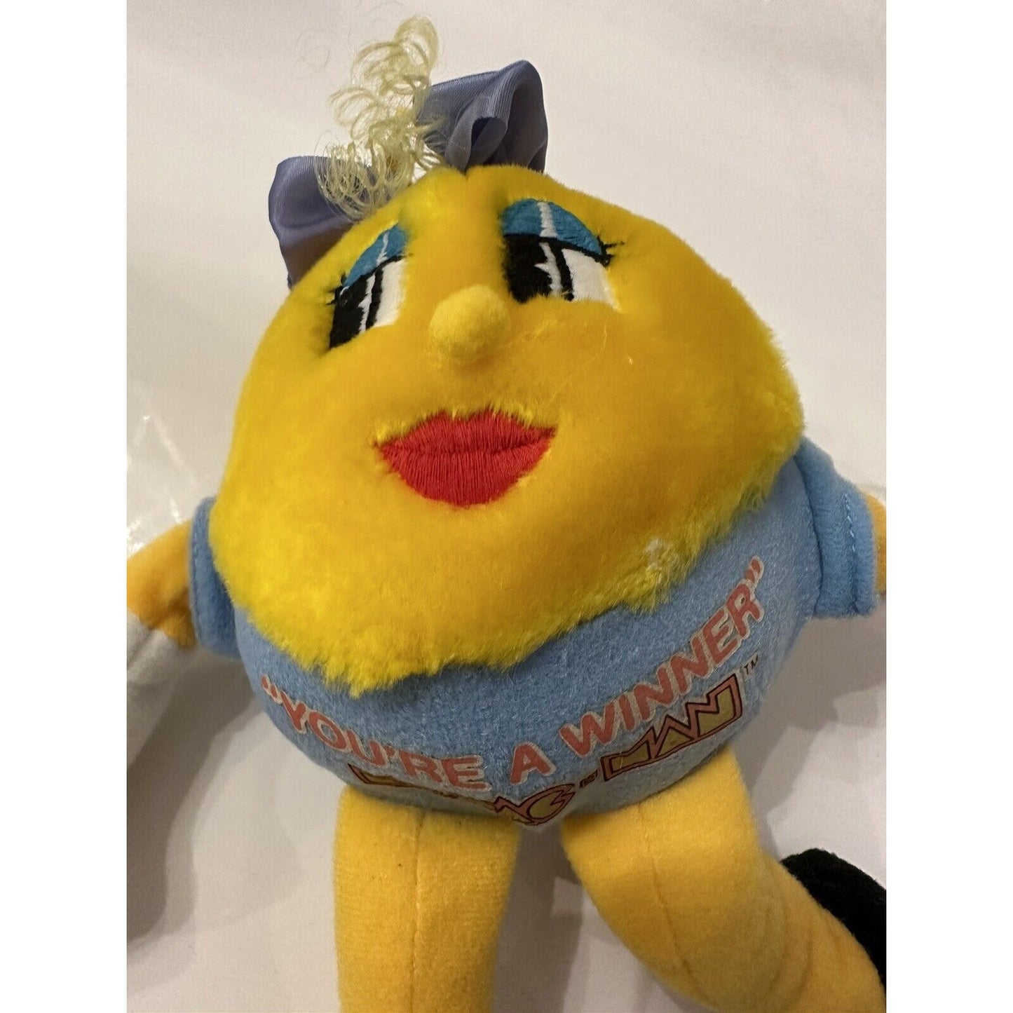 VINTAGE *NEW* 1980's SUPER RARE Ms Pacman Plushy SET - Blue/Pink