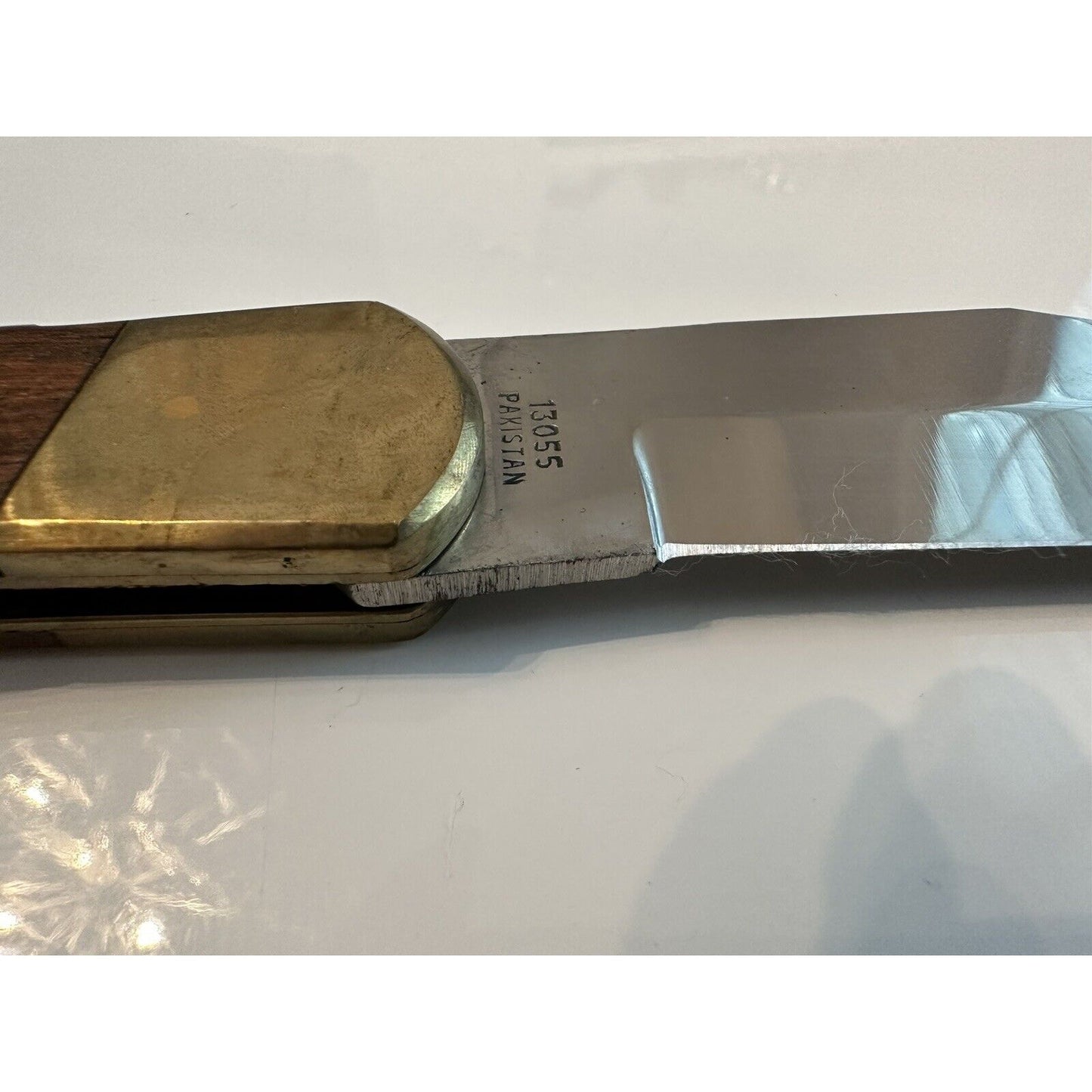 VINTAGE *NEW* Bullet Knife Wood Handle, Brass Trim