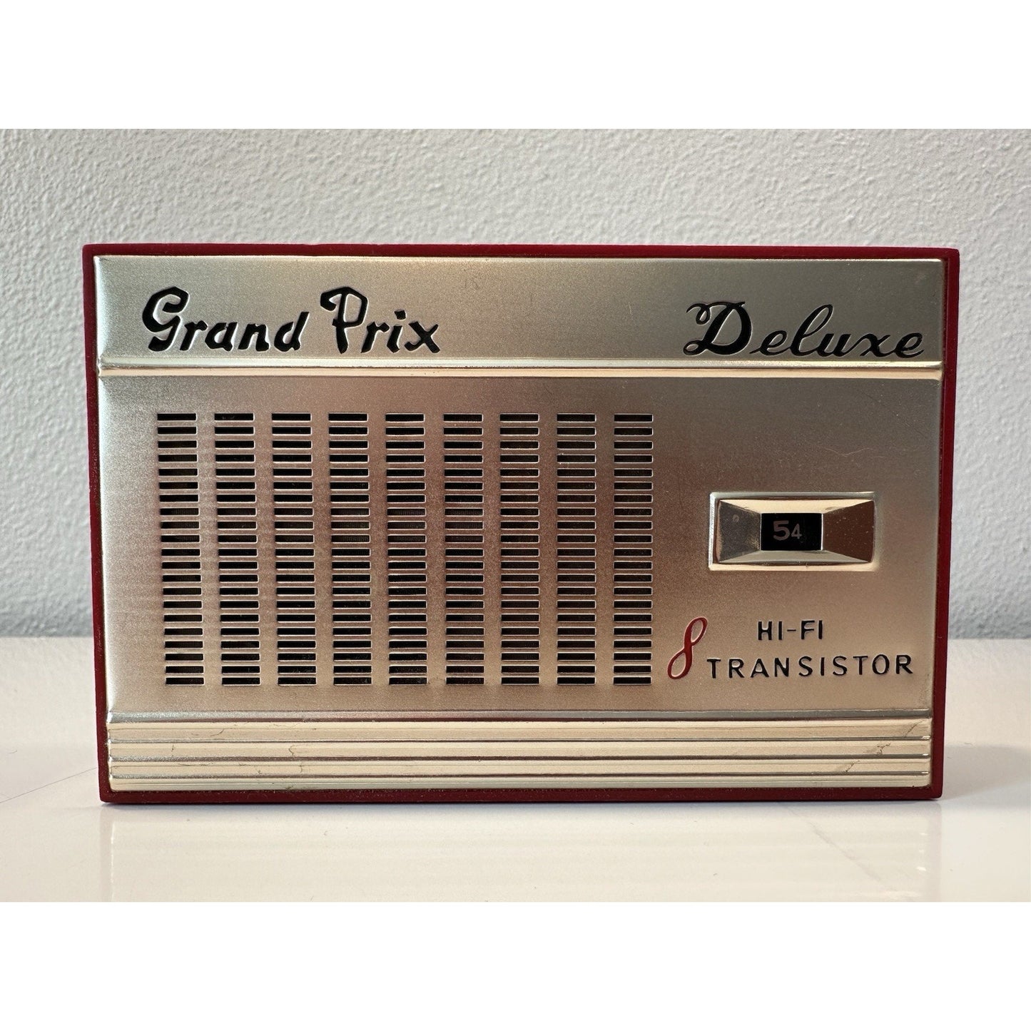 VINTAGE *NEW* Grand Prix Deluxe Hi-Fi Red Transistor AM Pocket Radio