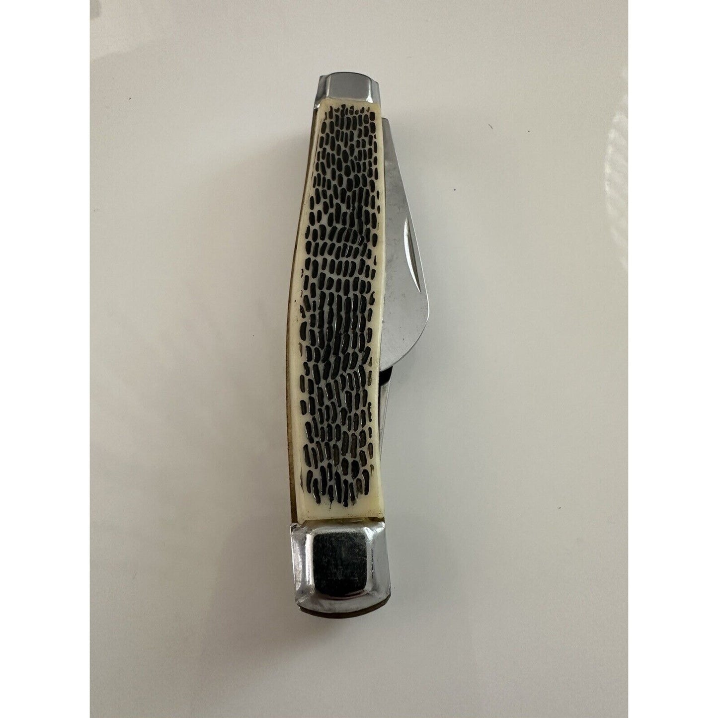 VINTAGE *NEW* Bone/Silver Handle Pocket 2-Blade Knife