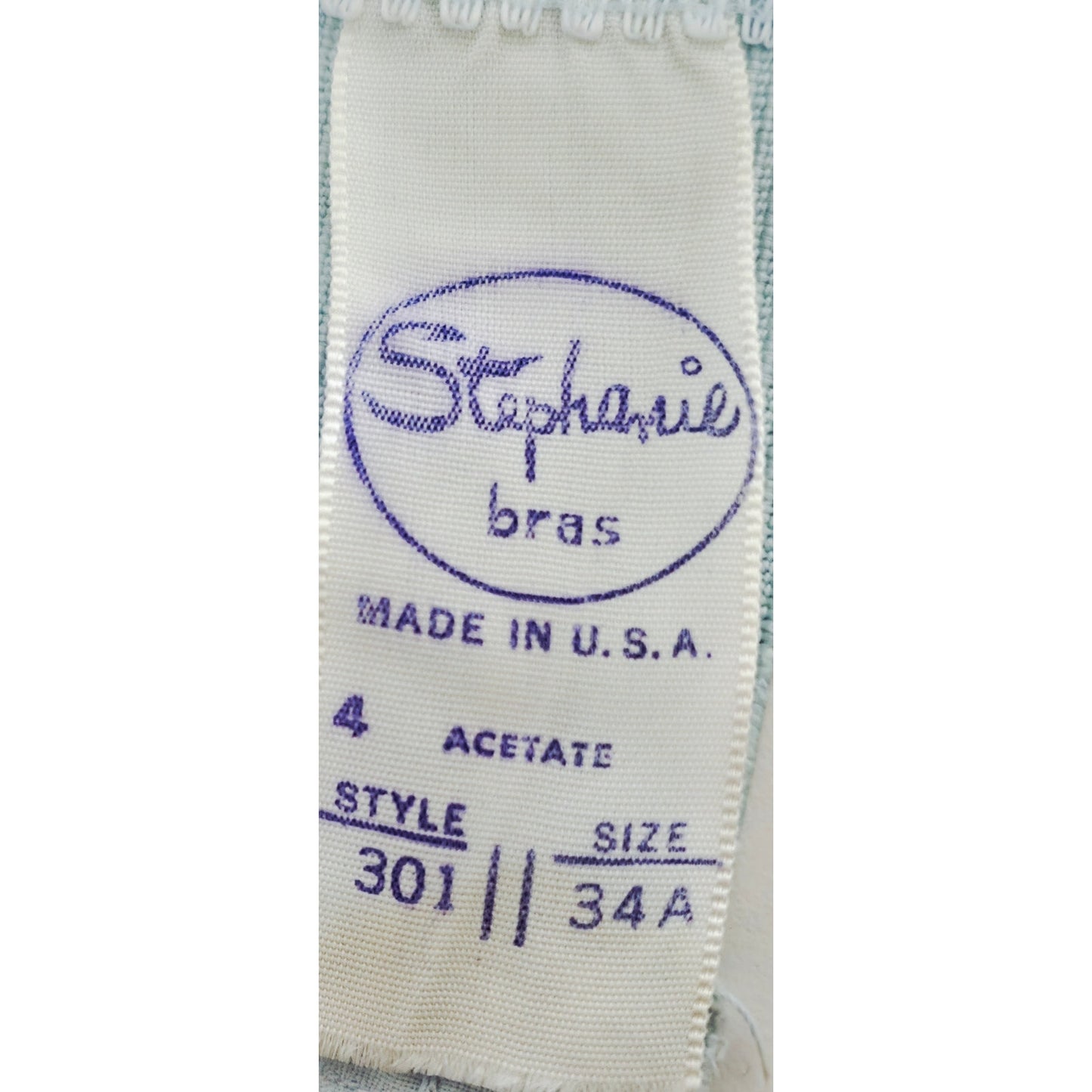 VINTAGE *PRISTINE* 1960's Stephanie Women's Blue Bullet Bra Size 34A USA