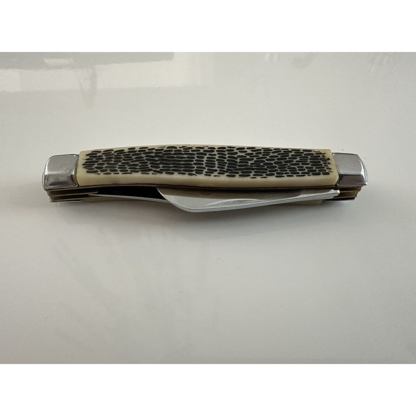 VINTAGE *NEW* Bone/Silver Handle Pocket 2-Blade Knife