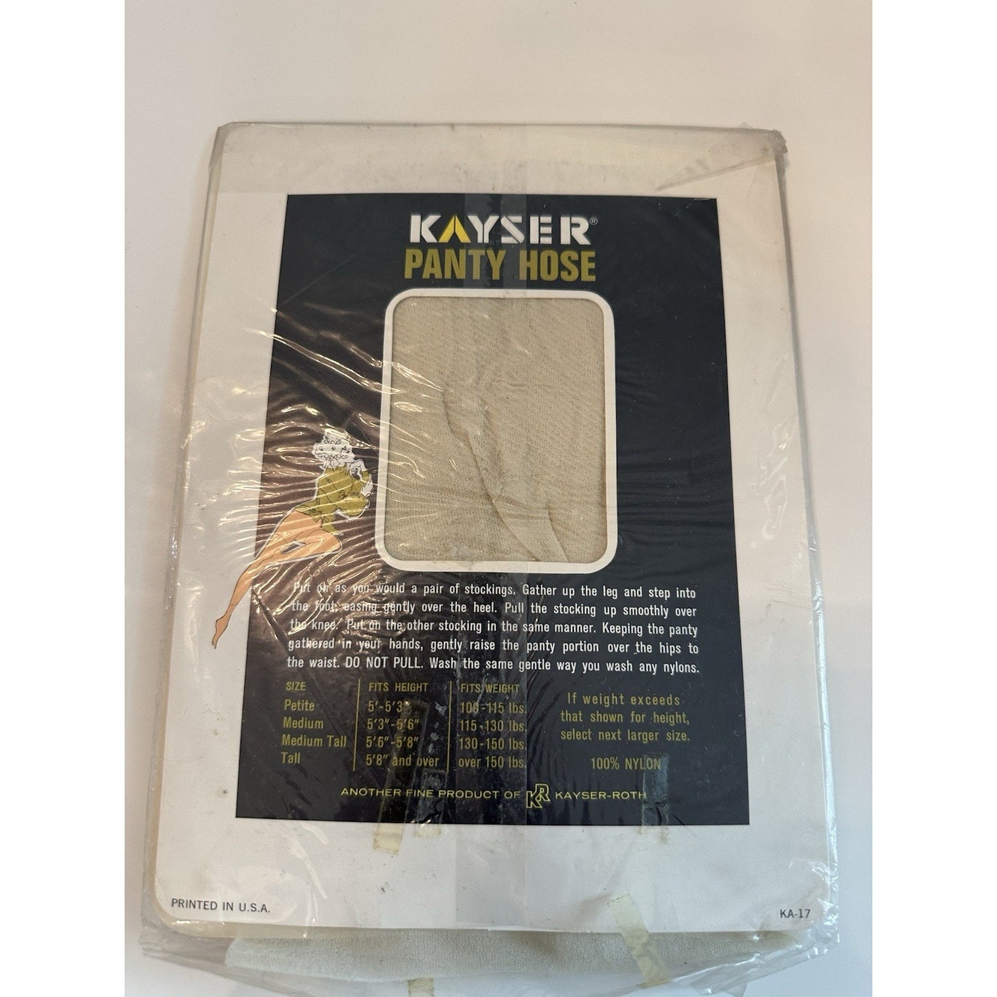 VINTAGE *NEW* 1950's Kayser Hosiery-Stretch Pantyhose-Size 5'-5'3-3XPair Gray/Downy