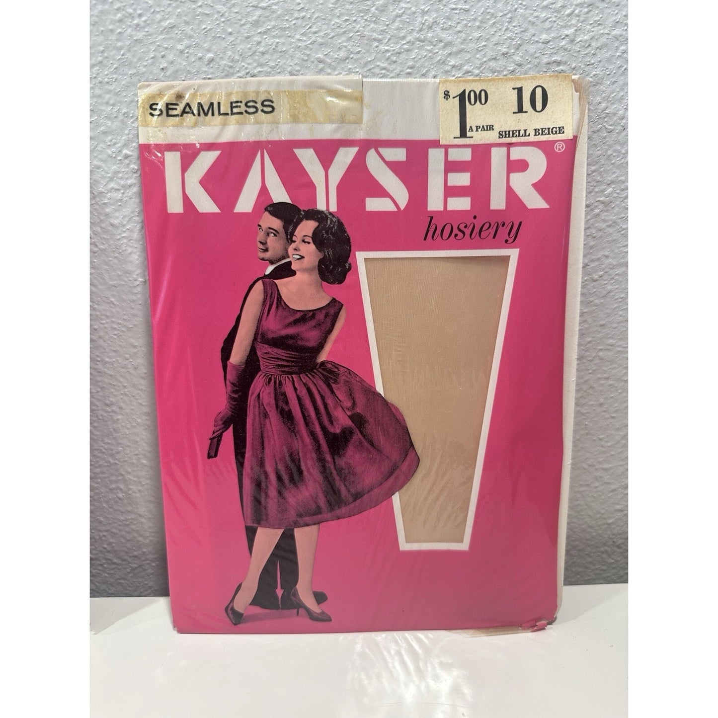 VINTAGE *NEW* 1950's Kayser Hosiery Seamless-Self Service-Shell Beige Sz 10 X 3