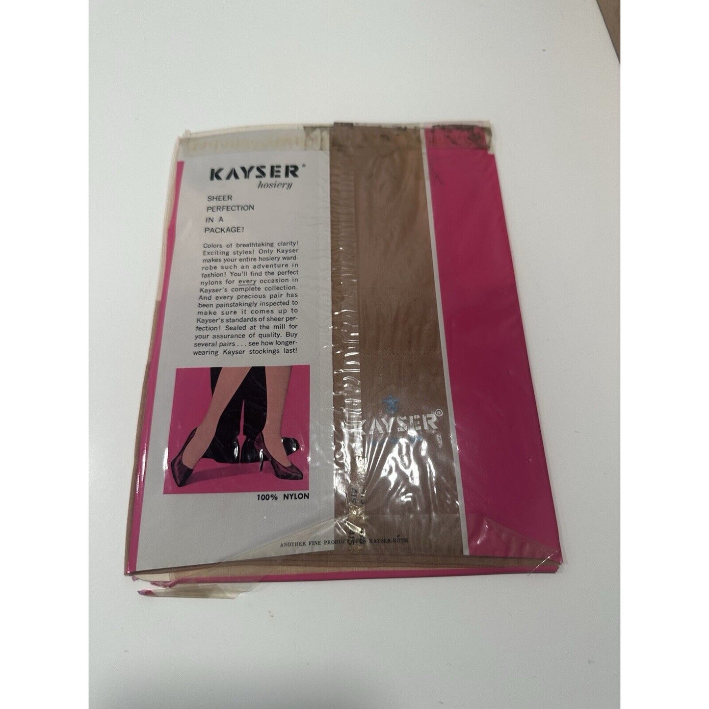 VINTAGE *NEW* 1950's Kayser Hosiery Seamless-Self Service-Shell Beige Sz 10 X 3
